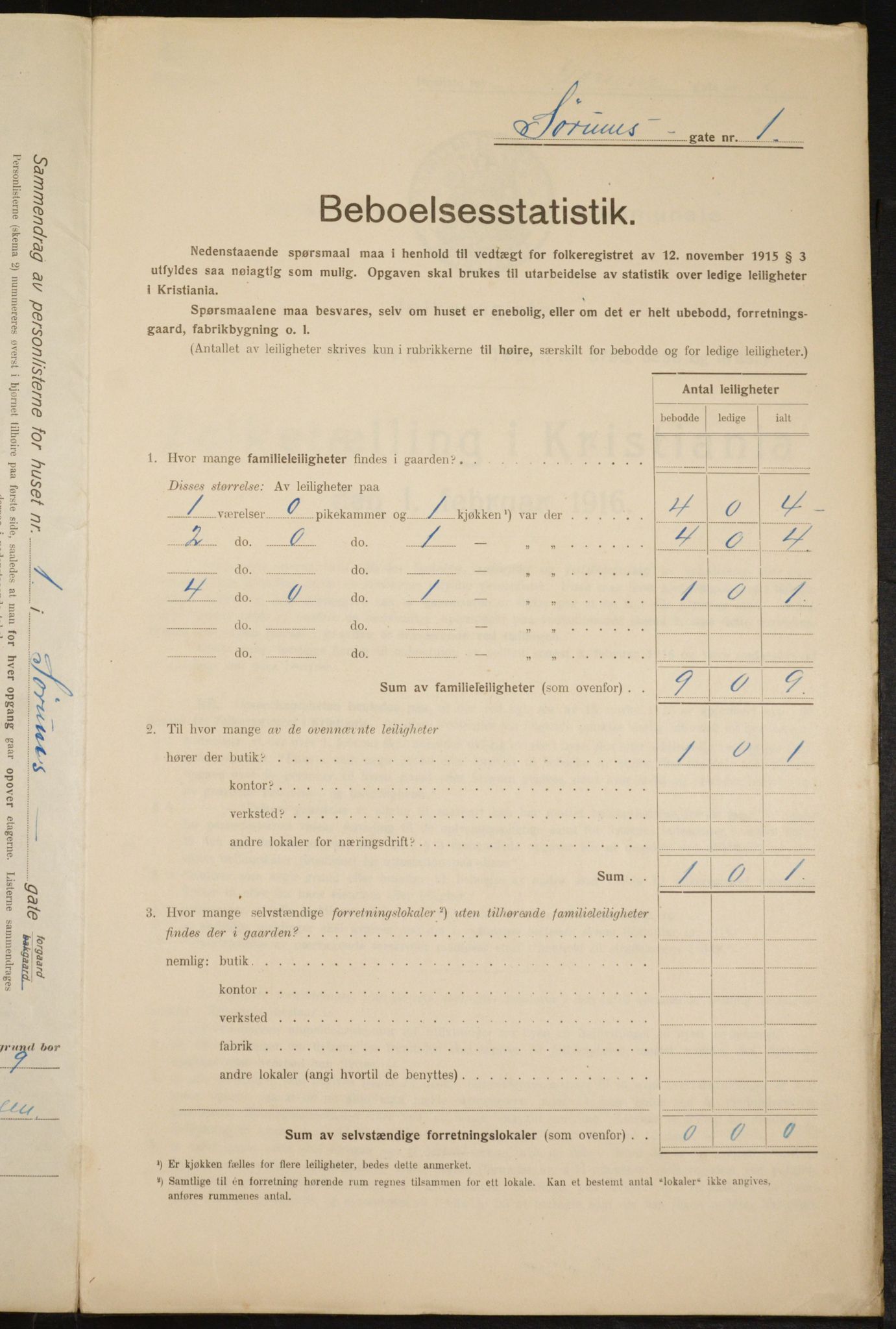 OBA, Kommunal folketelling 1.2.1916 for Kristiania, 1916, s. 109889