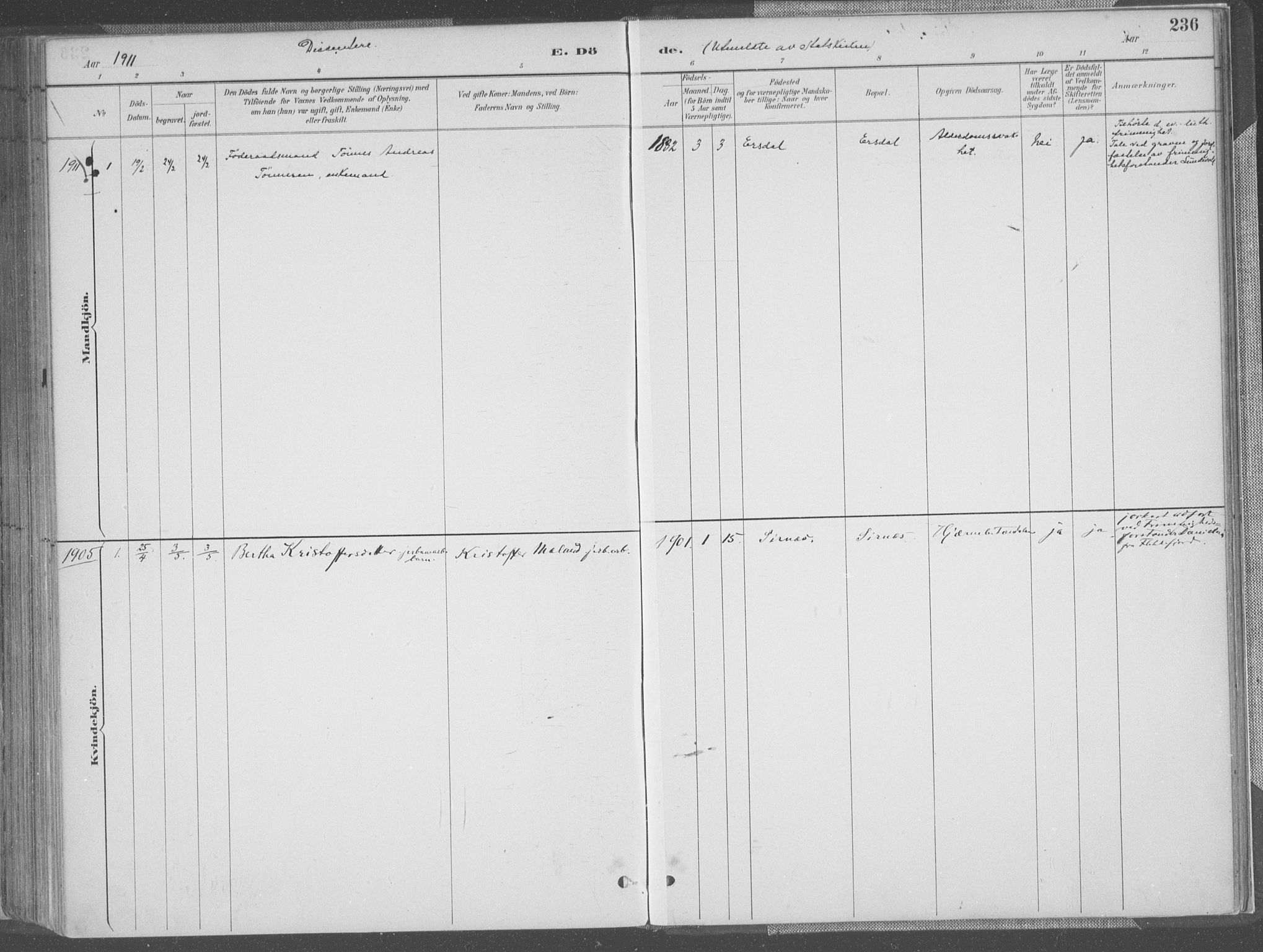 Bakke sokneprestkontor, AV/SAK-1111-0002/F/Fa/Faa/L0008: Ministerialbok nr. A 8, 1887-1911, s. 236