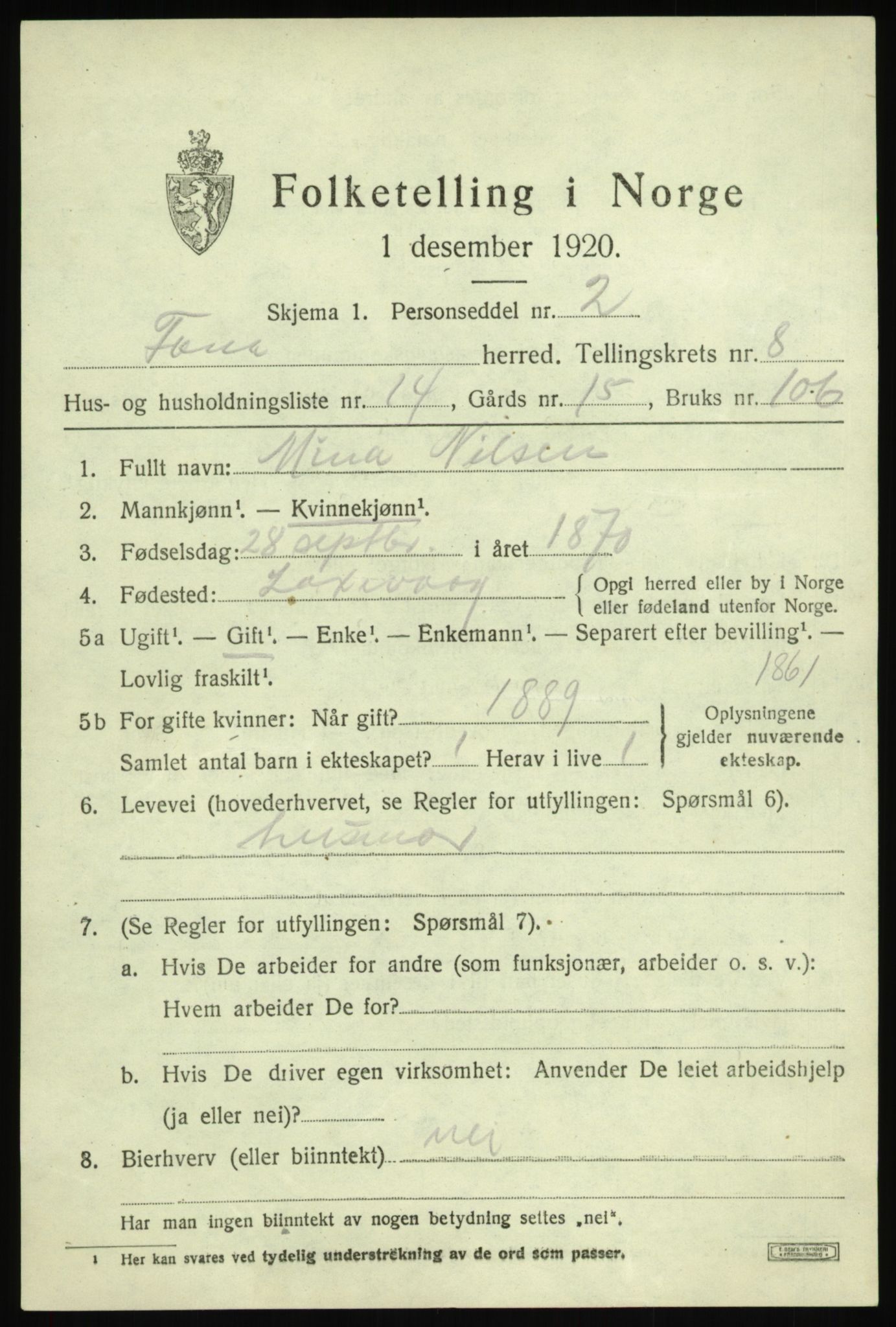 SAB, Folketelling 1920 for 1249 Fana herred, 1920, s. 13603