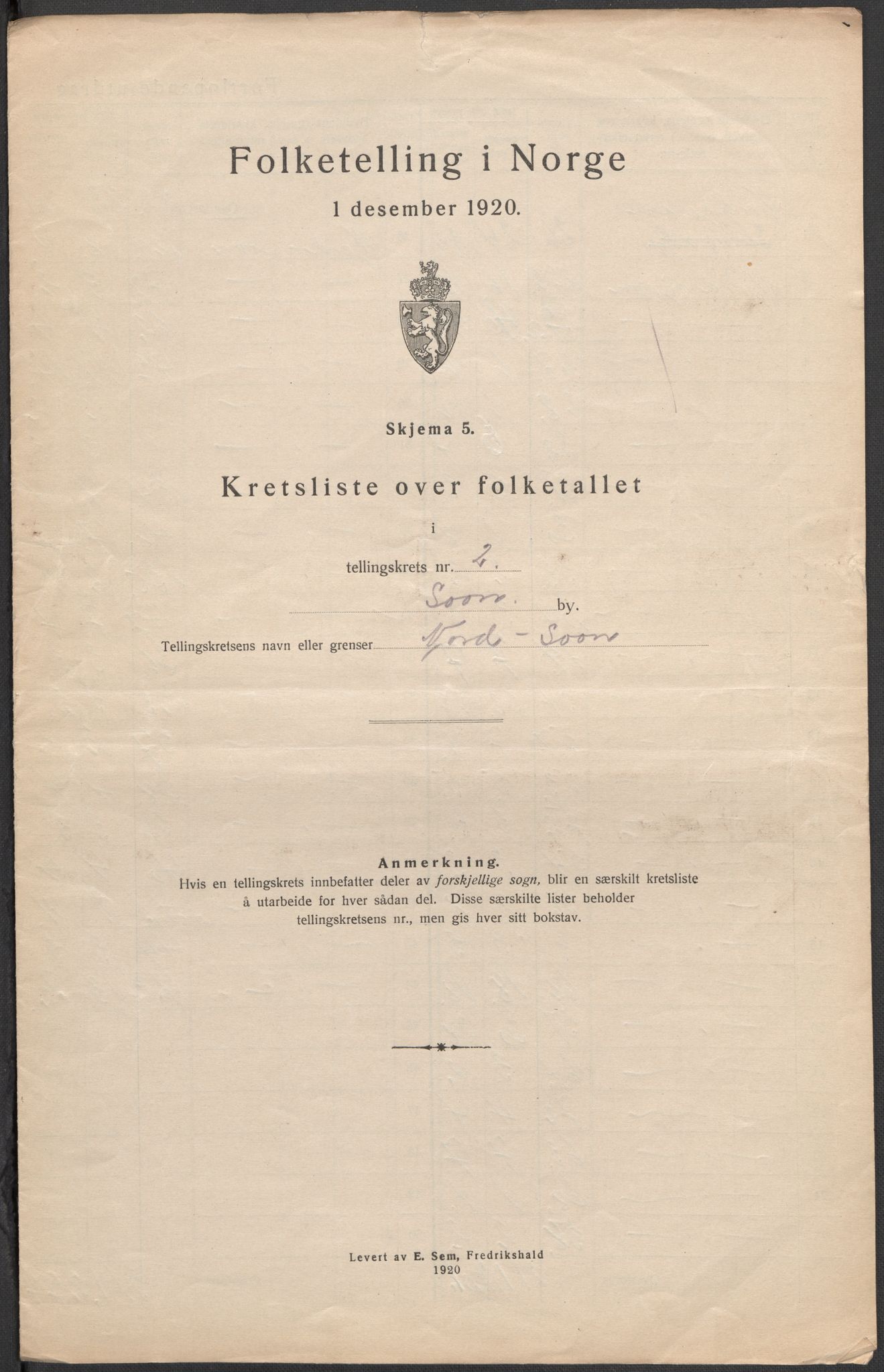 SAO, Folketelling 1920 for 0201 Son ladested, 1920, s. 7