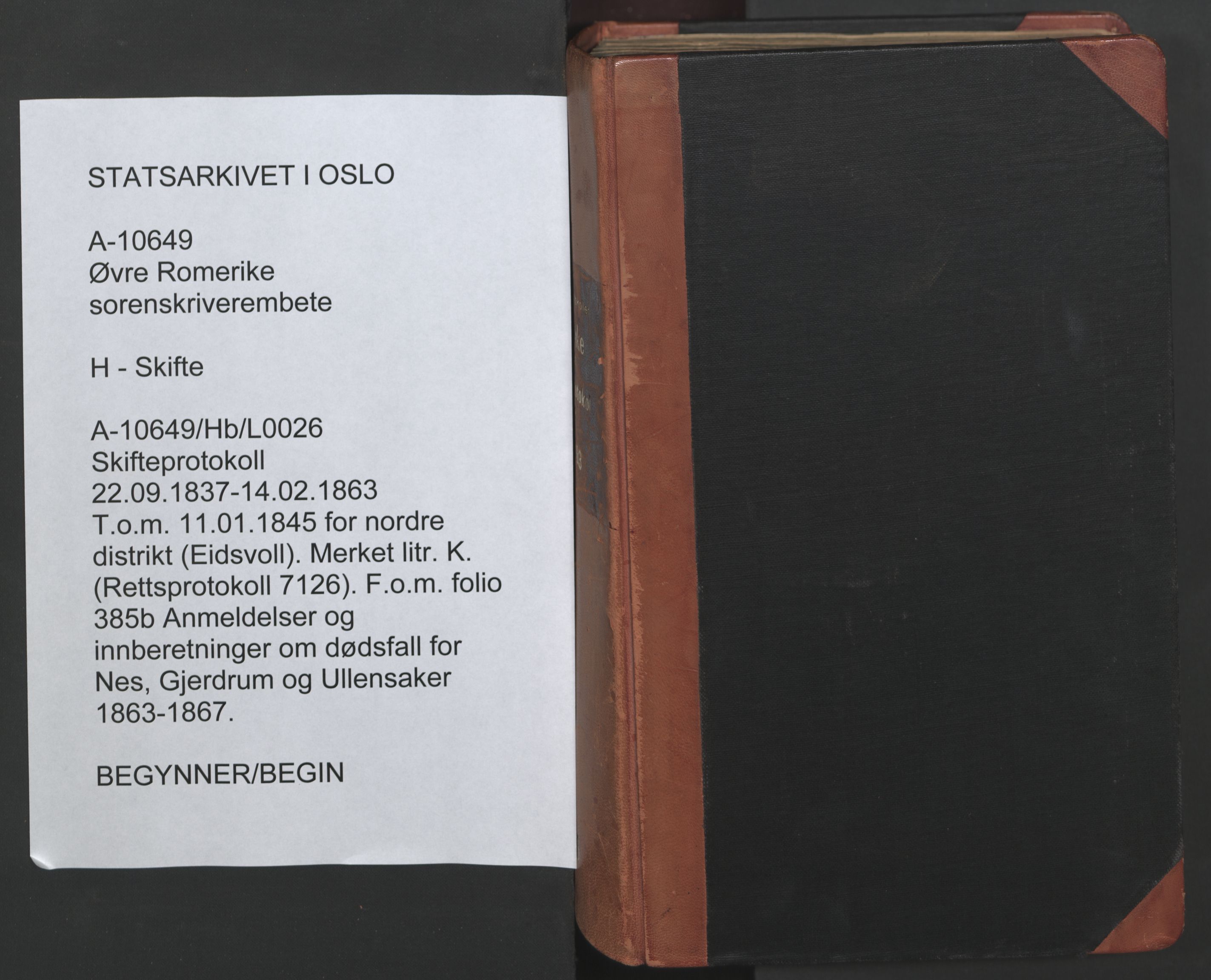 Øvre Romerike sorenskriveri, SAO/A-10649/H/Hb/L0026: Skifteprotokoll nr. 26, 1837-1863