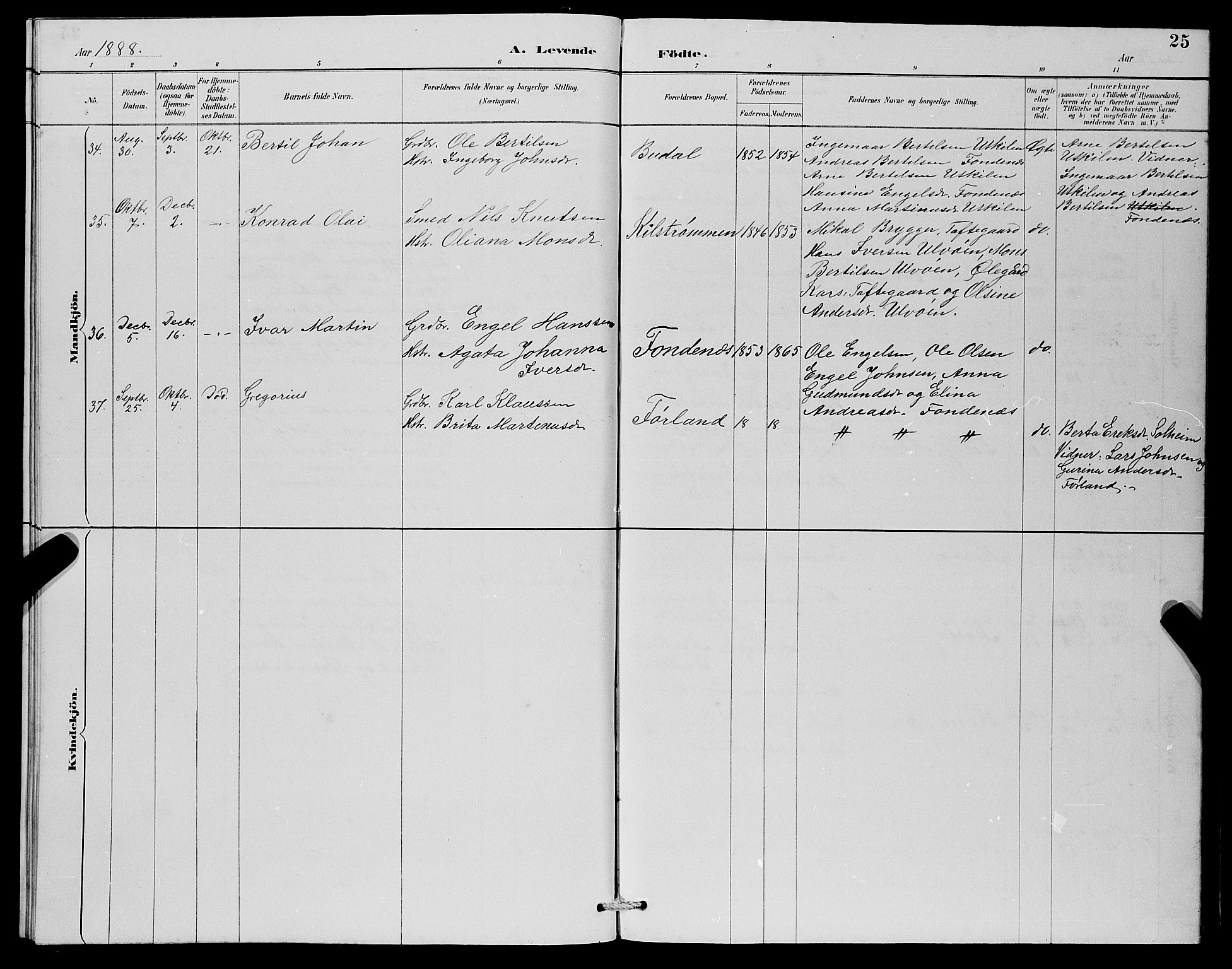Lindås Sokneprestembete, AV/SAB-A-76701/H/Hab/Habc/L0003: Klokkerbok nr. C 3, 1886-1893, s. 25