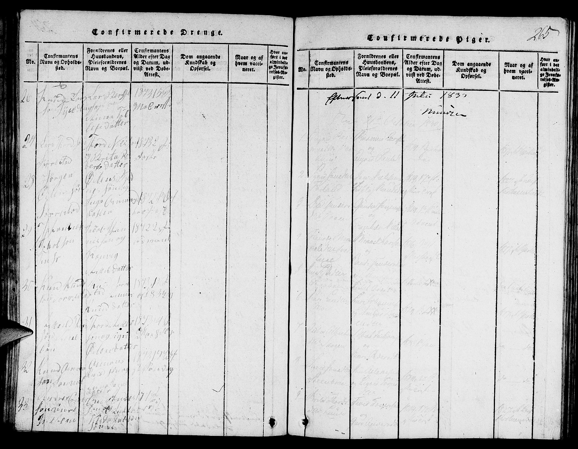 Suldal sokneprestkontor, SAST/A-101845/01/V/L0001: Klokkerbok nr. B 1, 1816-1836, s. 265