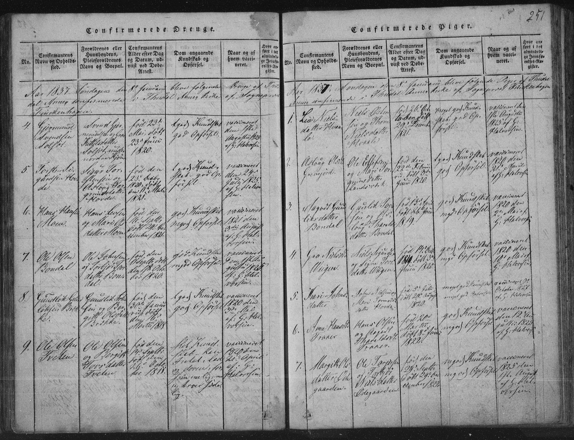 Hjartdal kirkebøker, SAKO/A-270/F/Fc/L0001: Ministerialbok nr. III 1, 1815-1843, s. 251