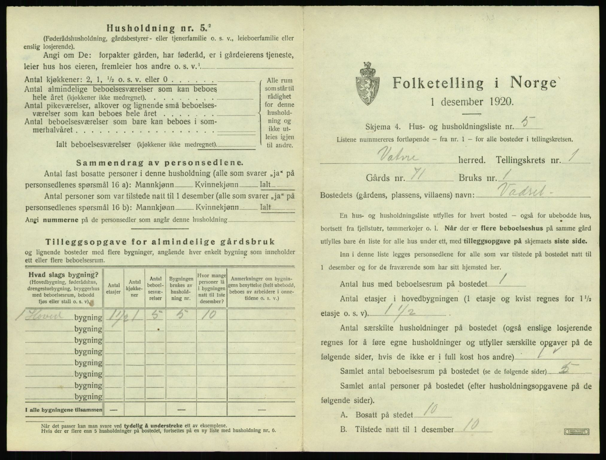SAT, Folketelling 1920 for 1530 Vatne herred, 1920, s. 48