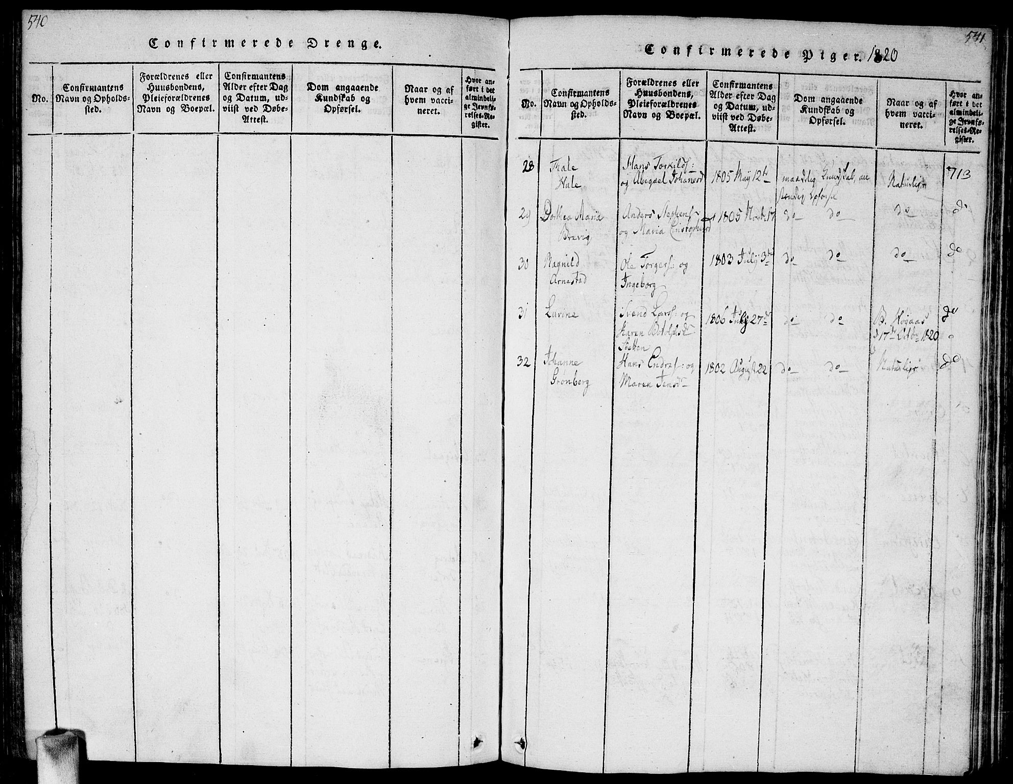 Vestby prestekontor Kirkebøker, SAO/A-10893/G/Ga/L0001: Klokkerbok nr. I 1, 1814-1827, s. 540-541