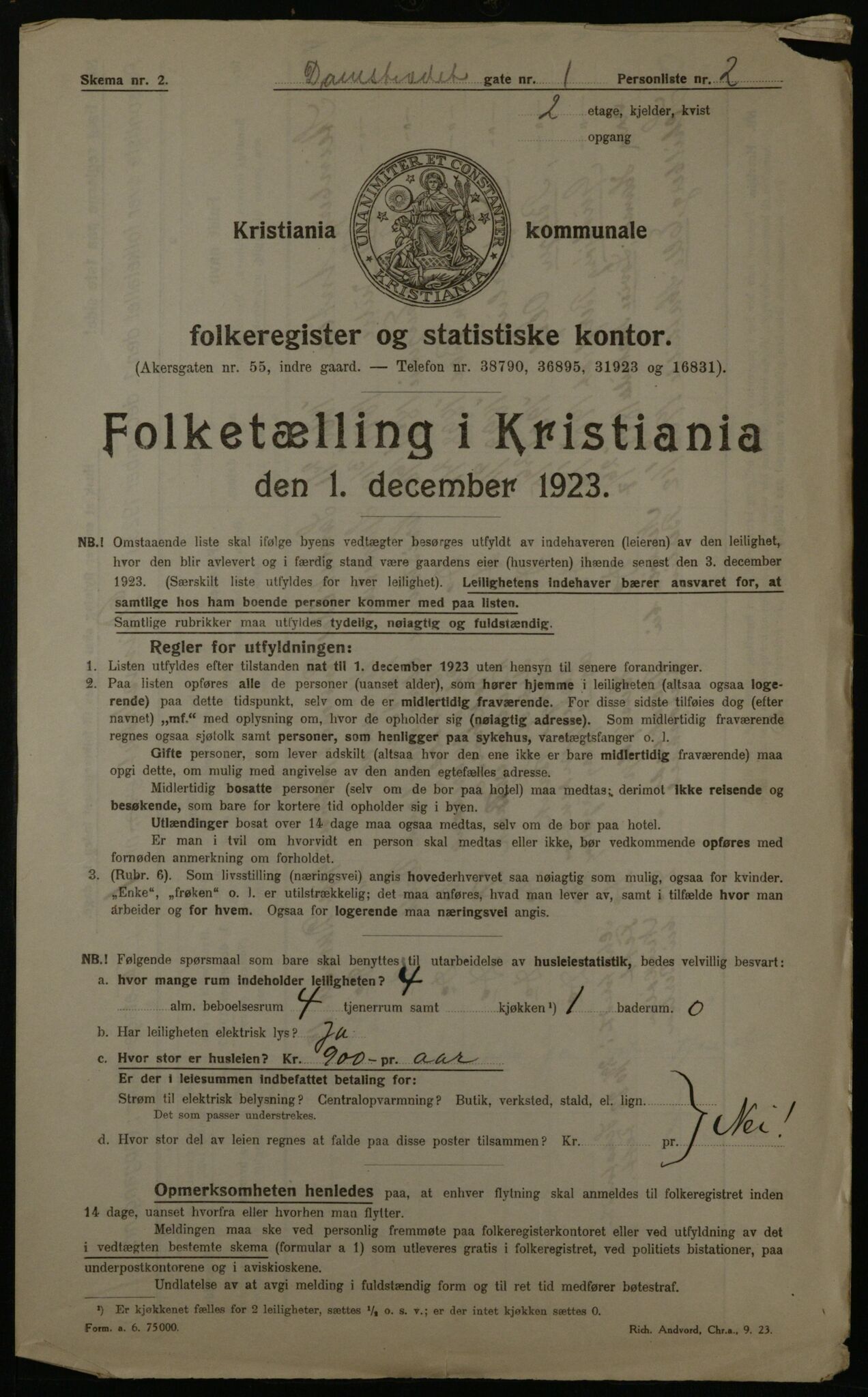 OBA, Kommunal folketelling 1.12.1923 for Kristiania, 1923, s. 16200