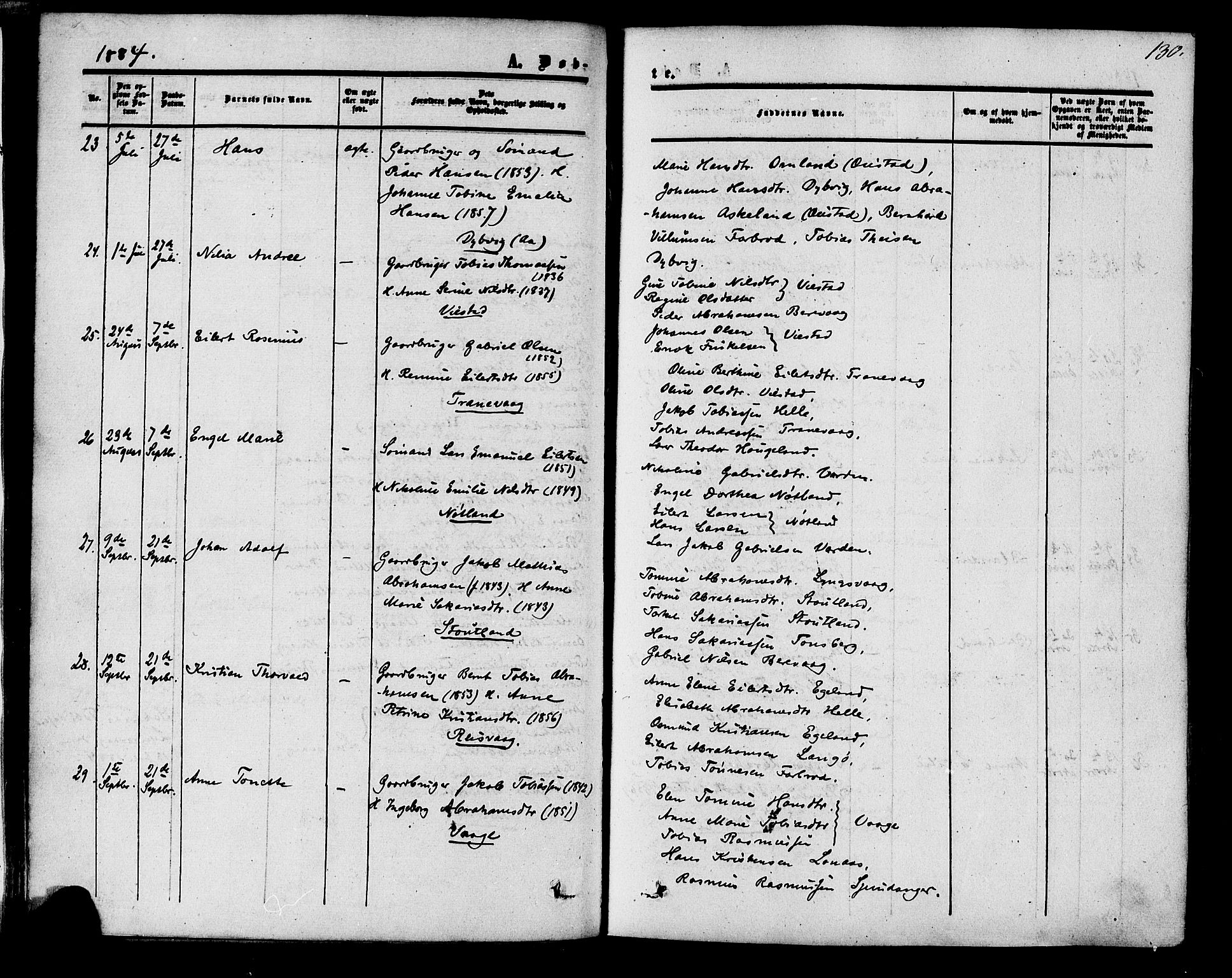 Herad sokneprestkontor, AV/SAK-1111-0018/F/Fa/Fab/L0004: Ministerialbok nr. A 4, 1853-1885, s. 130