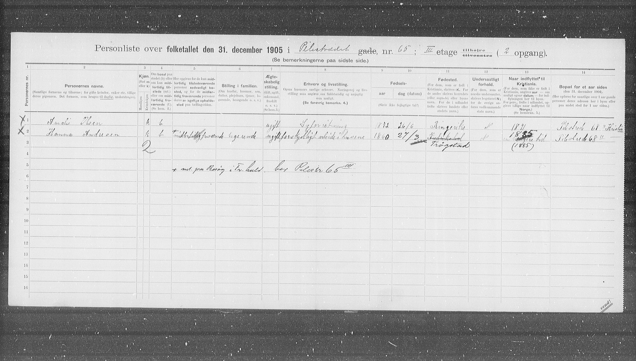 OBA, Kommunal folketelling 31.12.1905 for Kristiania kjøpstad, 1905, s. 41997