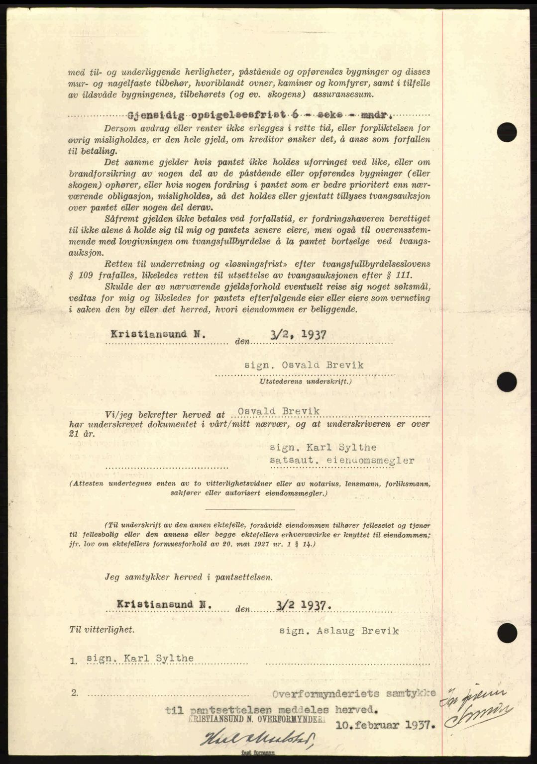 Kristiansund byfogd, AV/SAT-A-4587/A/27: Pantebok nr. 29, 1936-1937, Dagboknr: 96/1937