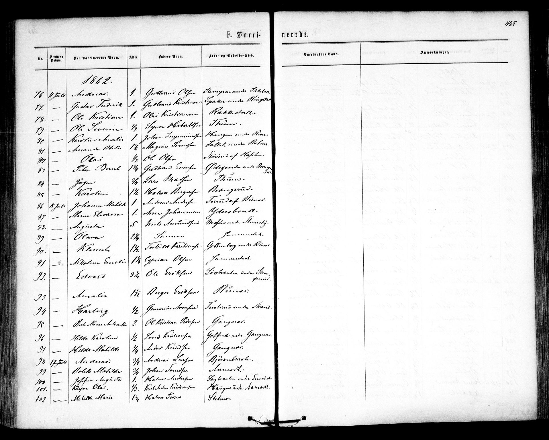 Høland prestekontor Kirkebøker, AV/SAO-A-10346a/F/Fa/L0011: Ministerialbok nr. I 11, 1862-1869, s. 425