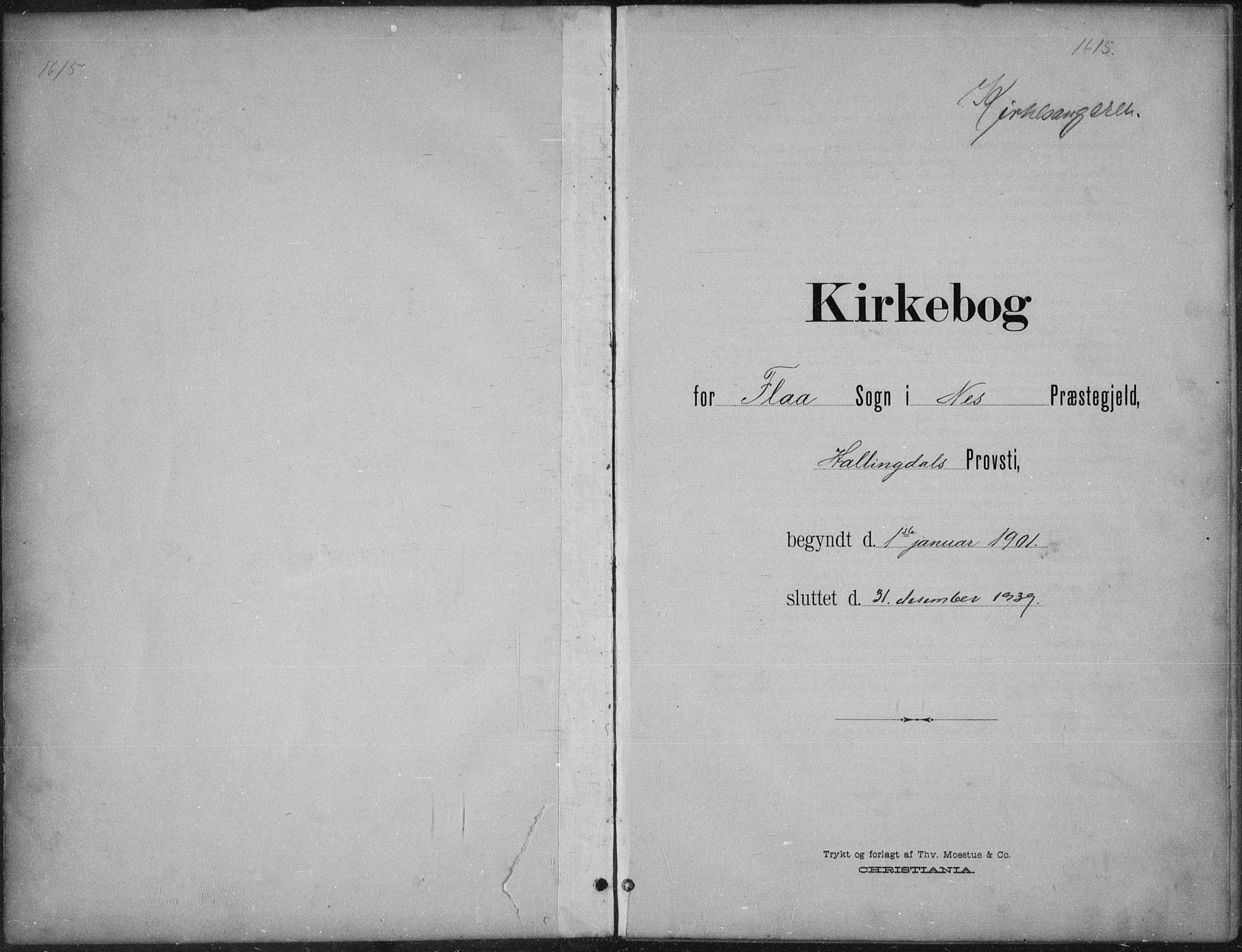 Nes kirkebøker, SAKO/A-236/G/Gb/L0001: Klokkerbok nr. II 1, 1901-1939