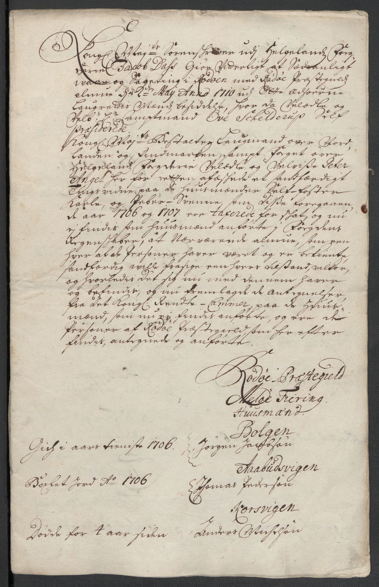 Rentekammeret inntil 1814, Reviderte regnskaper, Fogderegnskap, RA/EA-4092/R65/L4509: Fogderegnskap Helgeland, 1706-1707, s. 283