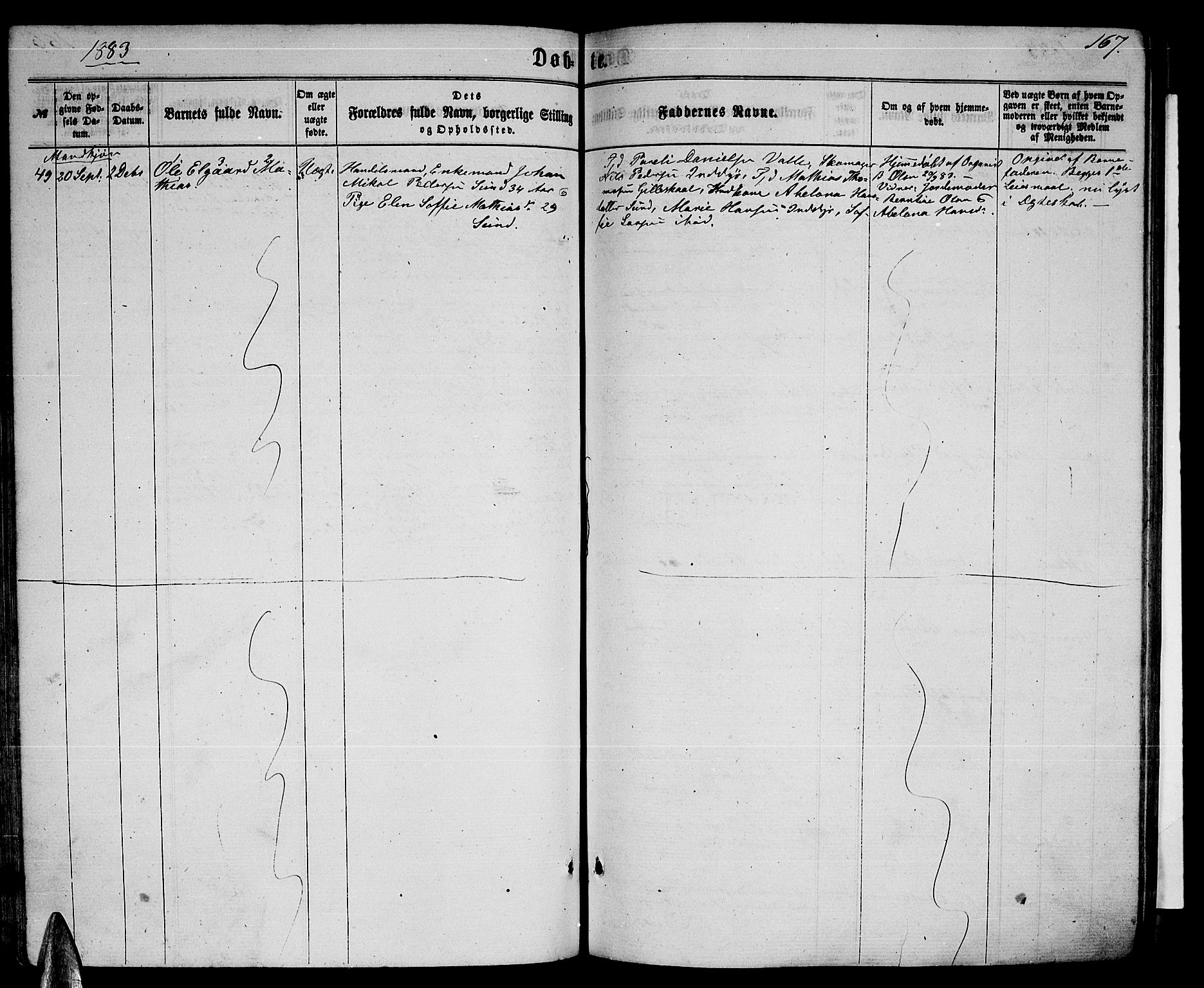 Ministerialprotokoller, klokkerbøker og fødselsregistre - Nordland, SAT/A-1459/805/L0107: Klokkerbok nr. 805C03, 1862-1885, s. 167