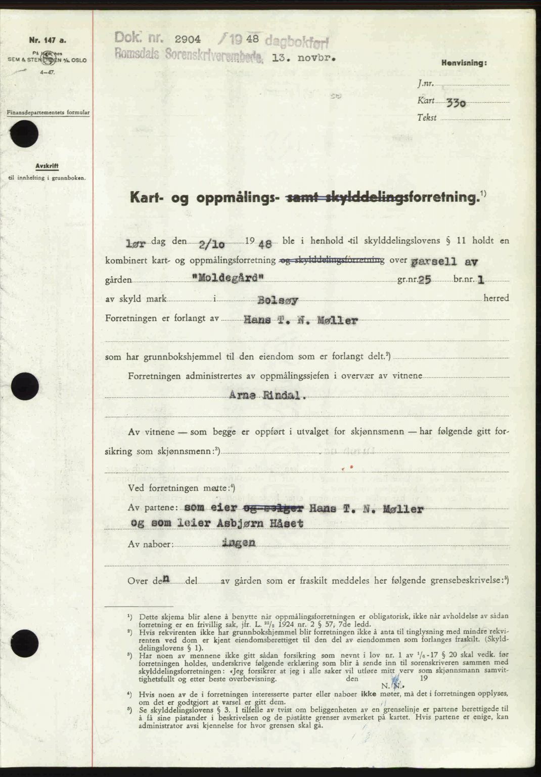 Romsdal sorenskriveri, SAT/A-4149/1/2/2C: Pantebok nr. A27, 1948-1948, Dagboknr: 2904/1948