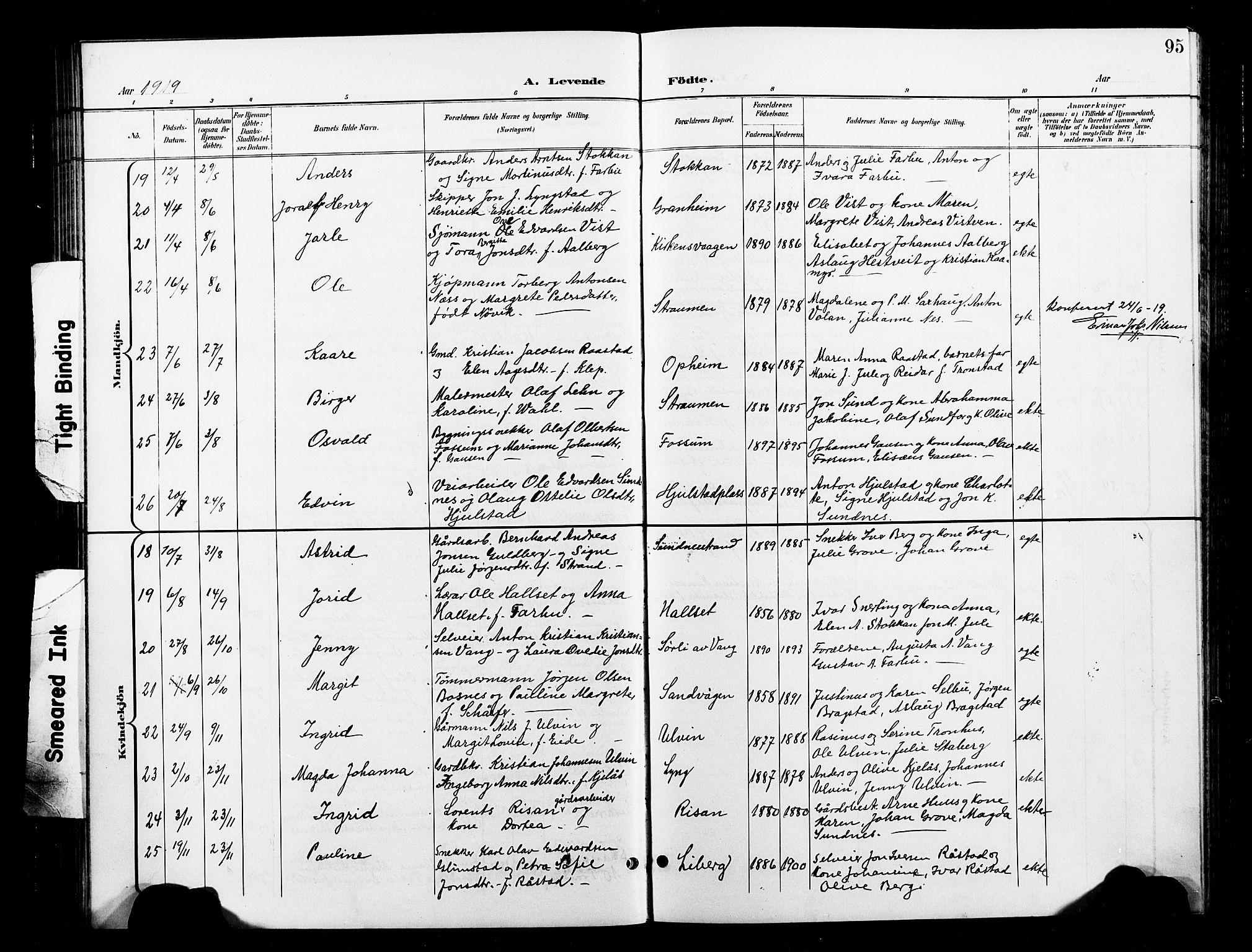 Ministerialprotokoller, klokkerbøker og fødselsregistre - Nord-Trøndelag, AV/SAT-A-1458/730/L0302: Klokkerbok nr. 730C05, 1898-1924, s. 95