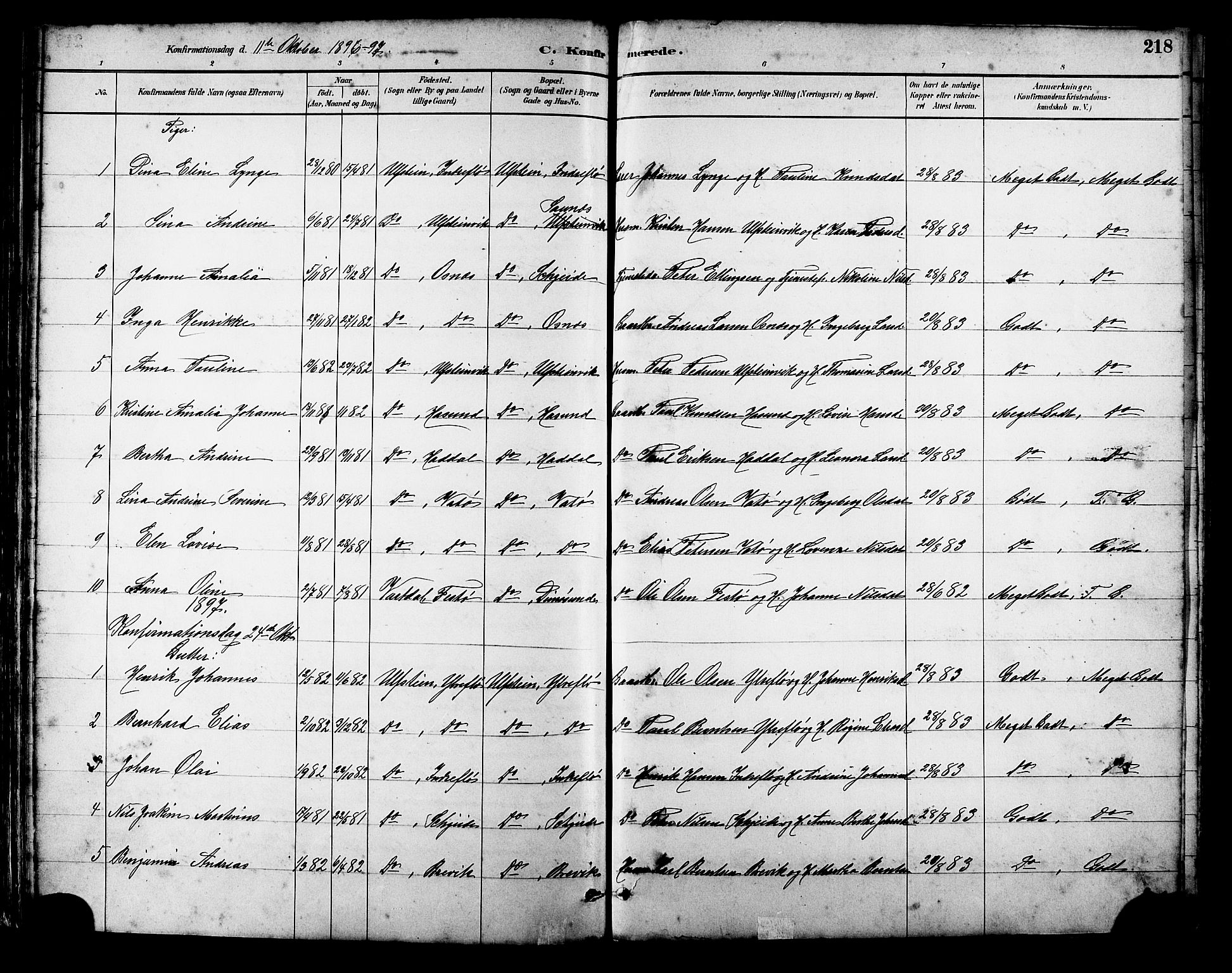Ministerialprotokoller, klokkerbøker og fødselsregistre - Møre og Romsdal, AV/SAT-A-1454/509/L0112: Klokkerbok nr. 509C02, 1883-1922, s. 218