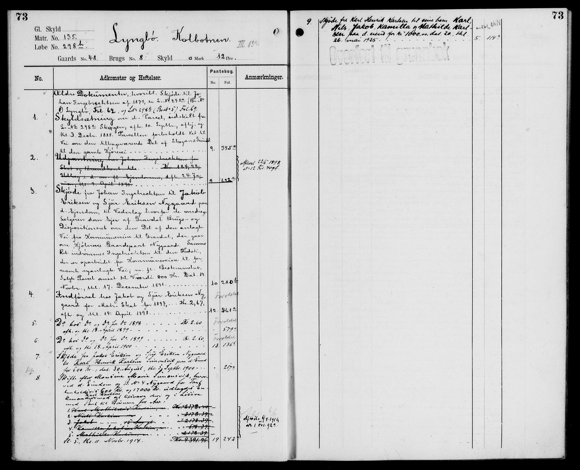 Midhordland sorenskriveri, AV/SAB-A-3001/1/G/Ga/Gab/L0110: Panteregister nr. II.A.b.110, s. 73