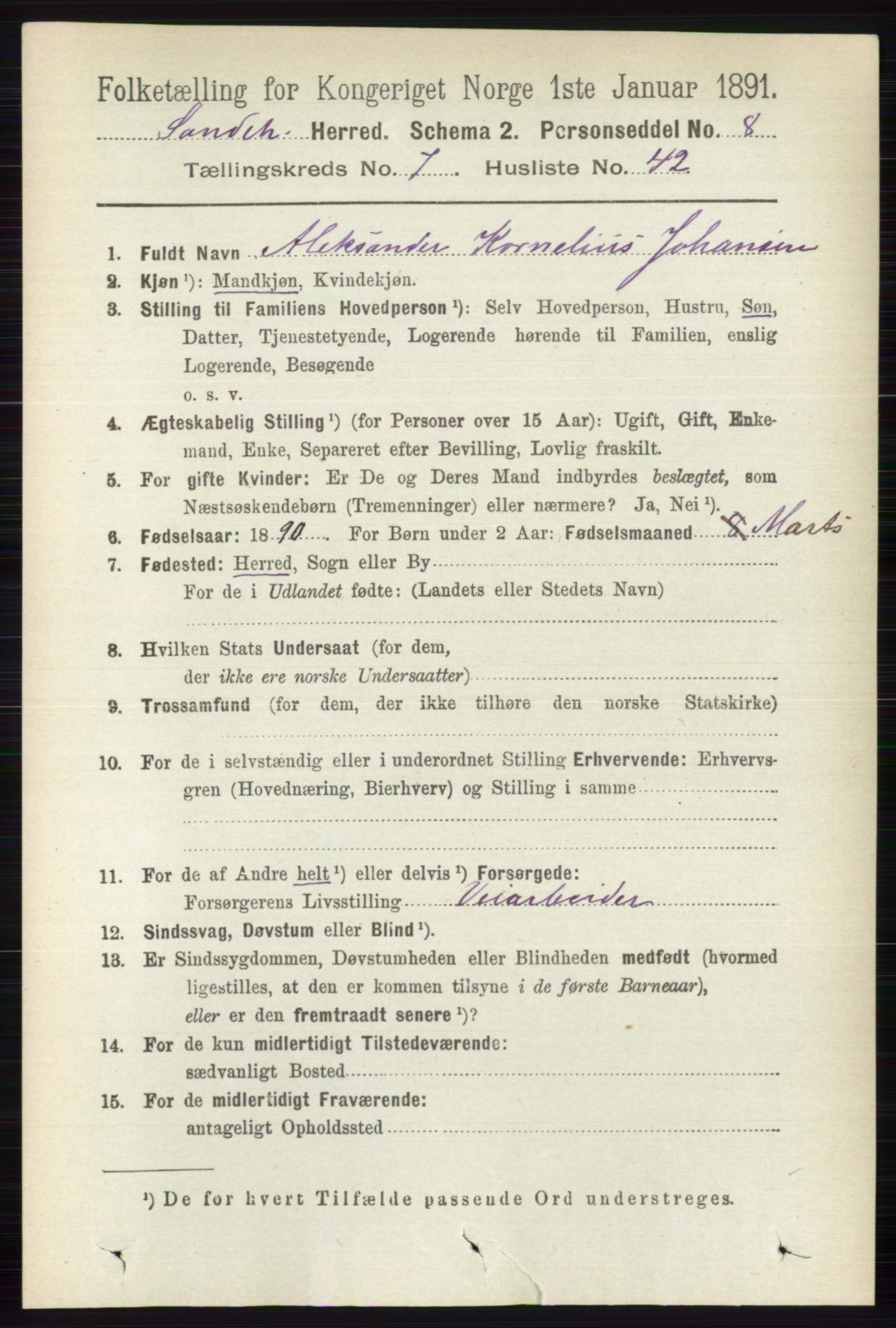RA, Folketelling 1891 for 0724 Sandeherred herred, 1891, s. 4297