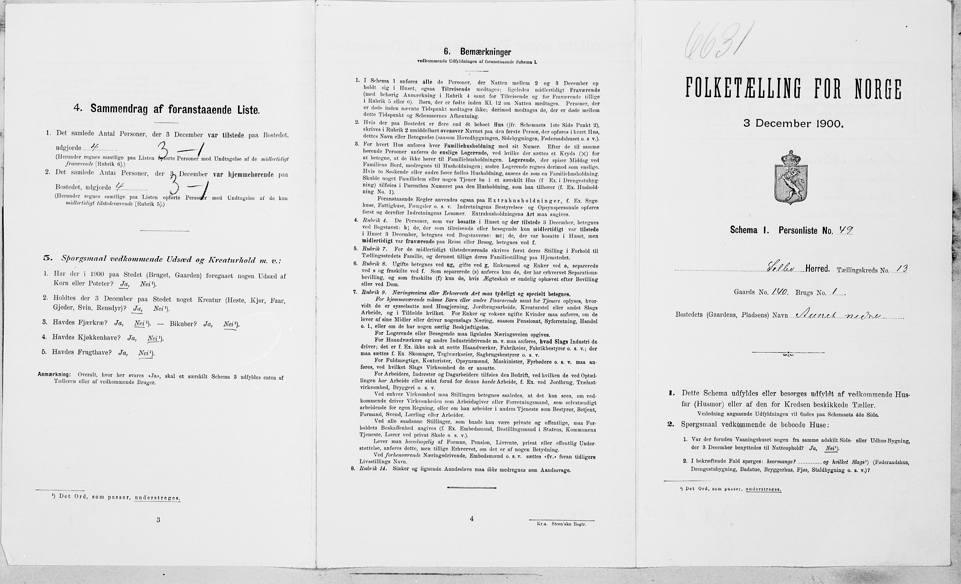 SAT, Folketelling 1900 for 1664 Selbu herred, 1900, s. 1390