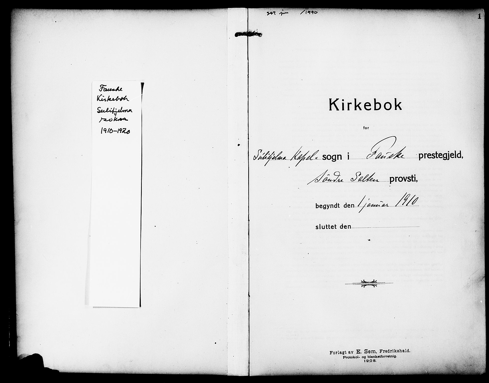 Ministerialprotokoller, klokkerbøker og fødselsregistre - Nordland, SAT/A-1459/850/L0710: Ministerialbok nr. 850A02, 1910-1920, s. 1