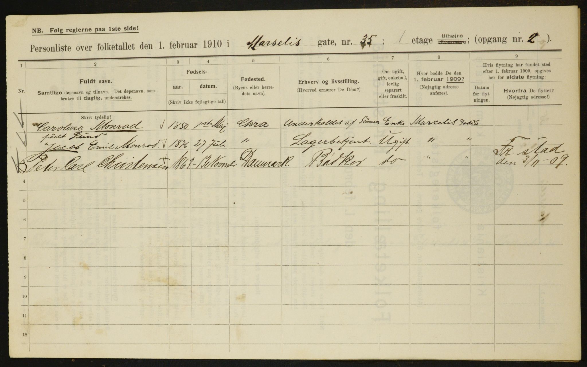 OBA, Kommunal folketelling 1.2.1910 for Kristiania, 1910, s. 62540