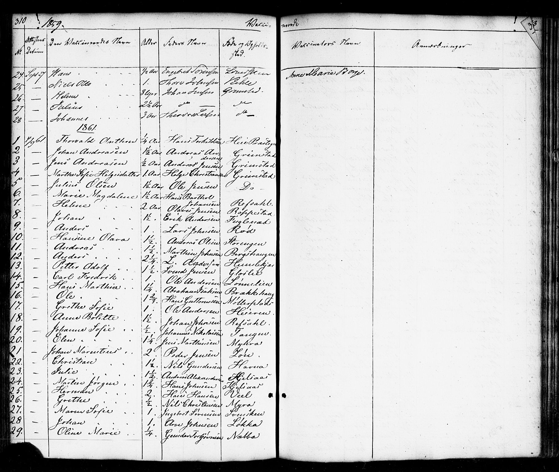 Borge prestekontor Kirkebøker, SAO/A-10903/F/Fb/L0002: Ministerialbok nr. II 2, 1853-1877, s. 310-311
