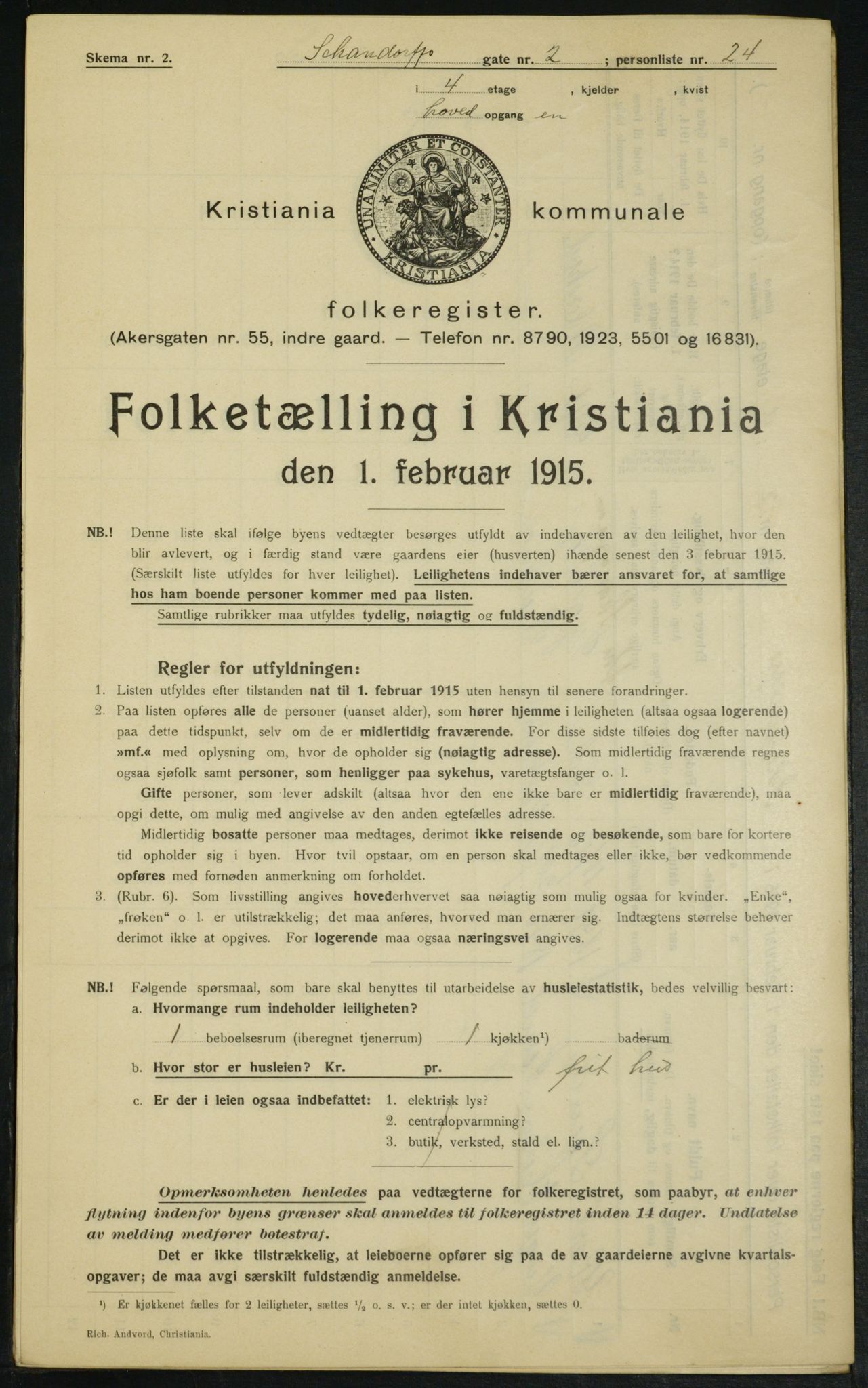 OBA, Kommunal folketelling 1.2.1915 for Kristiania, 1915, s. 89069