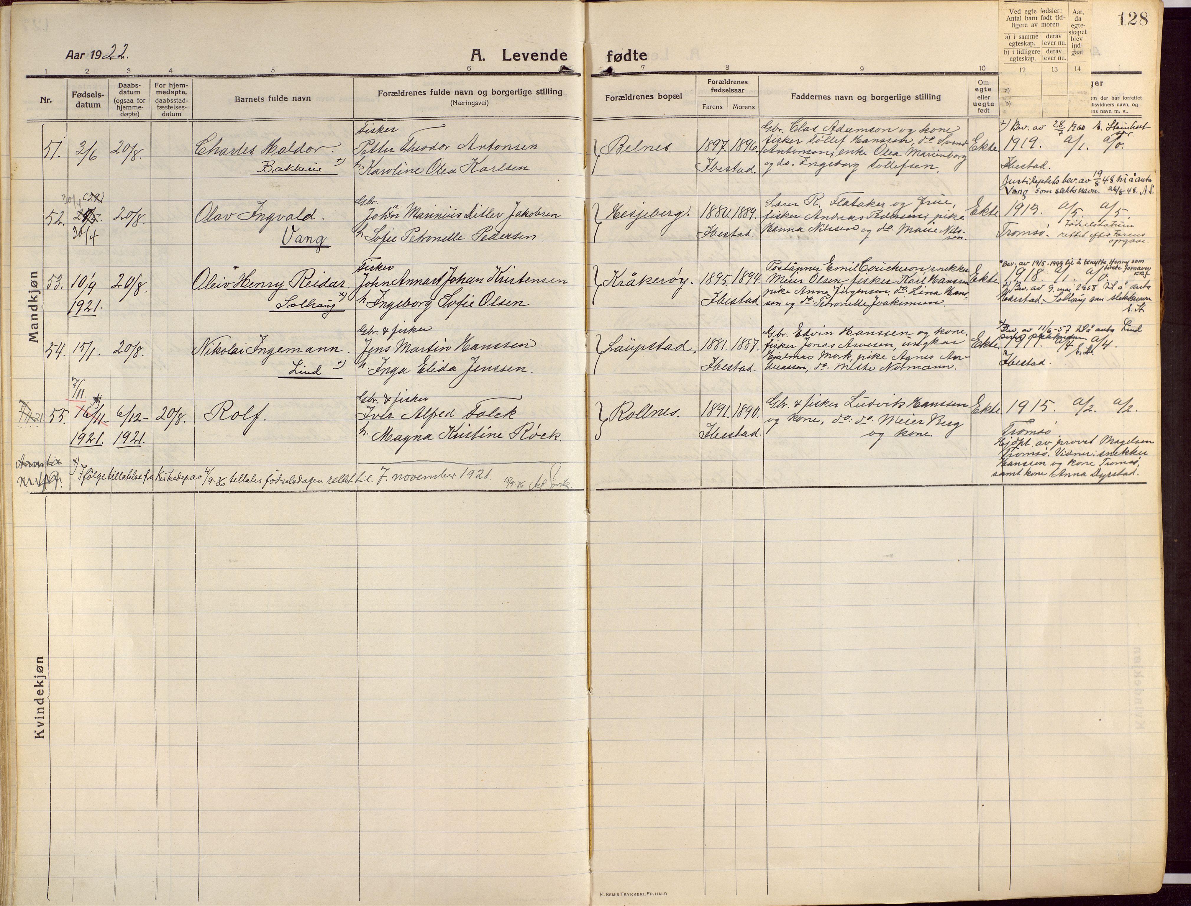 Ibestad sokneprestembete, AV/SATØ-S-0077/H/Ha/Haa/L0018kirke: Ministerialbok nr. 18, 1915-1929, s. 128