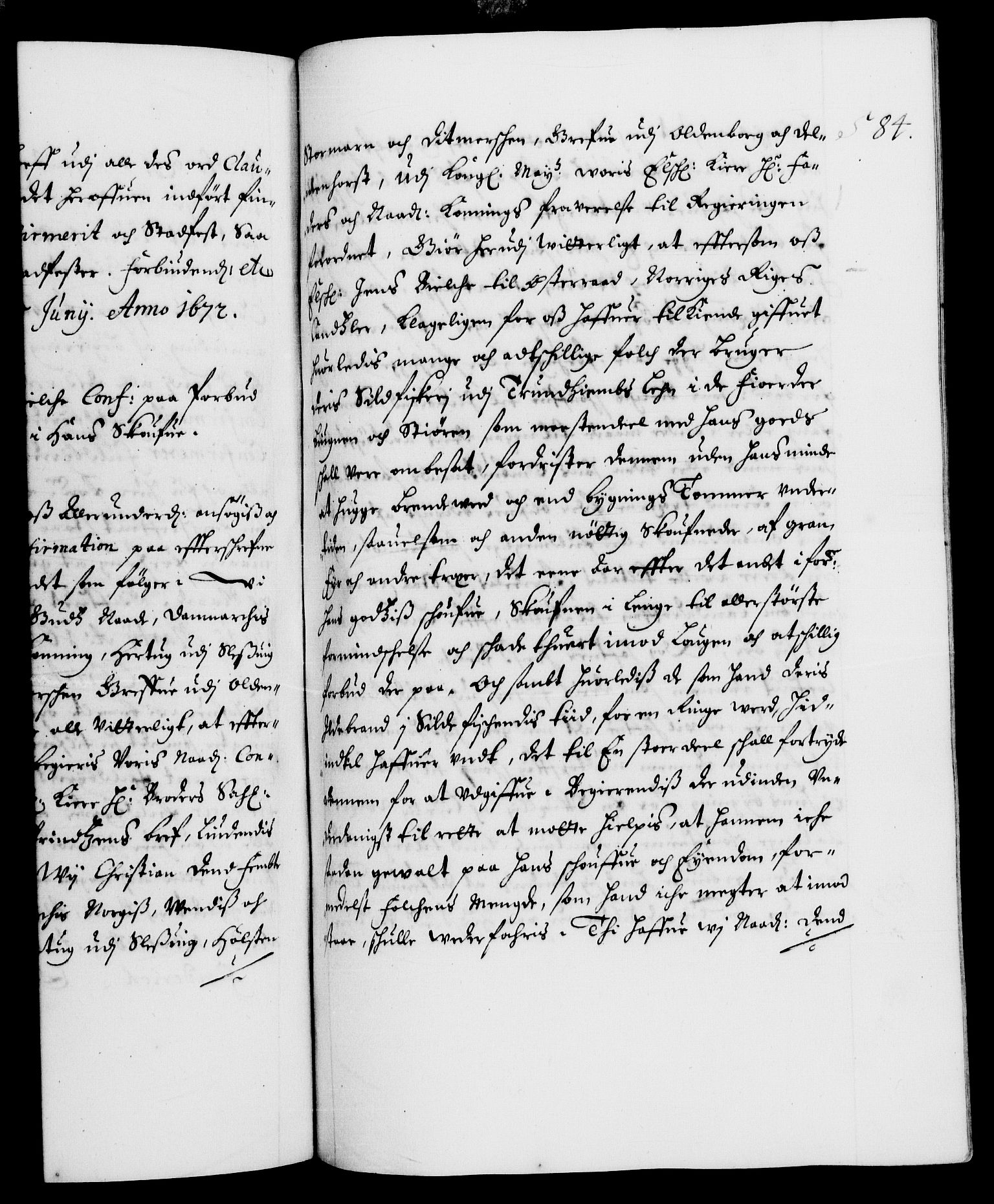 Danske Kanselli 1572-1799, AV/RA-EA-3023/F/Fc/Fca/Fcaa/L0011: Norske registre (mikrofilm), 1670-1673, s. 584a