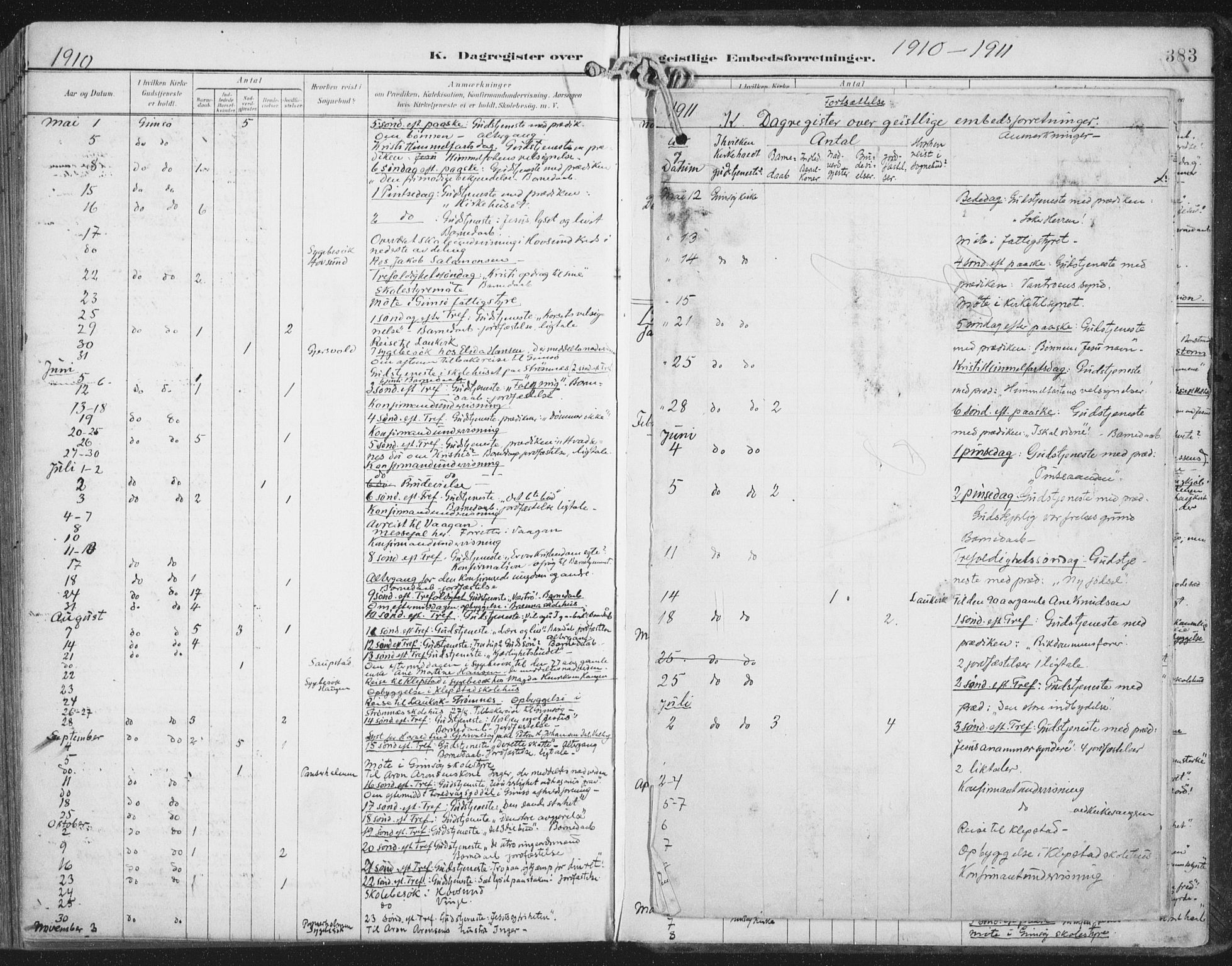 Ministerialprotokoller, klokkerbøker og fødselsregistre - Nordland, AV/SAT-A-1459/876/L1098: Ministerialbok nr. 876A04, 1896-1915, s. 383