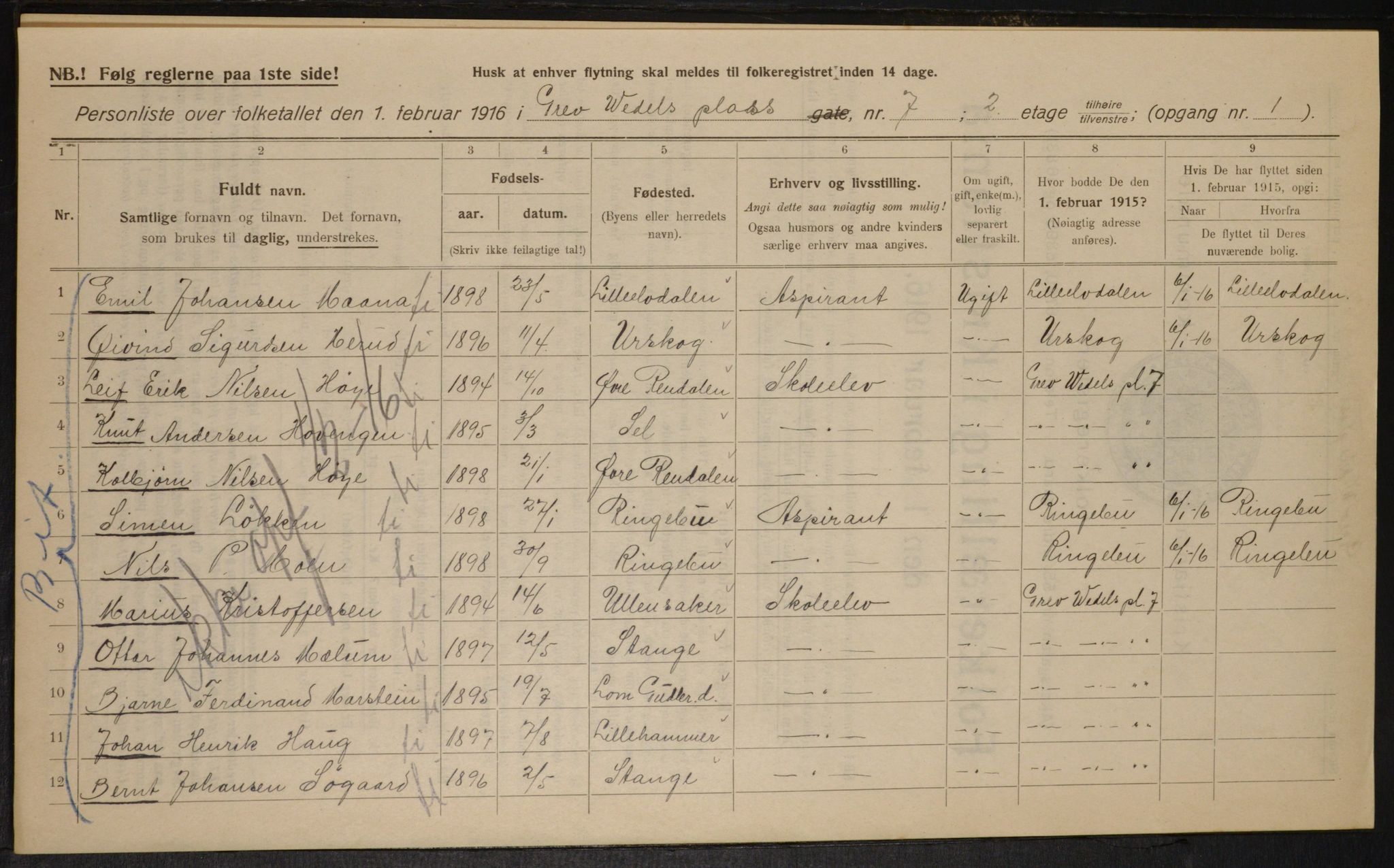 OBA, Kommunal folketelling 1.2.1916 for Kristiania, 1916, s. 30499