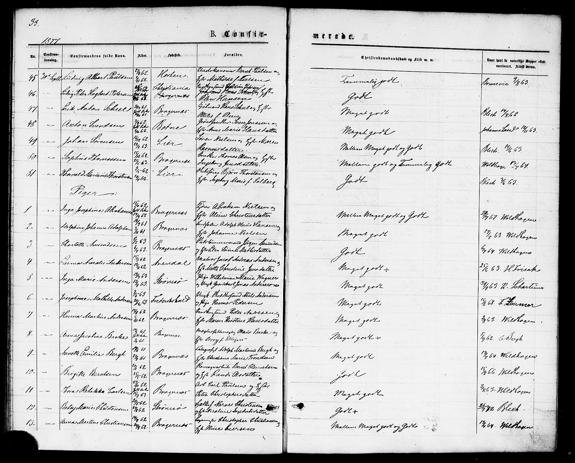 Bragernes kirkebøker, AV/SAKO-A-6/F/Fc/L0004: Ministerialbok nr. III 4, 1875-1877, s. 33