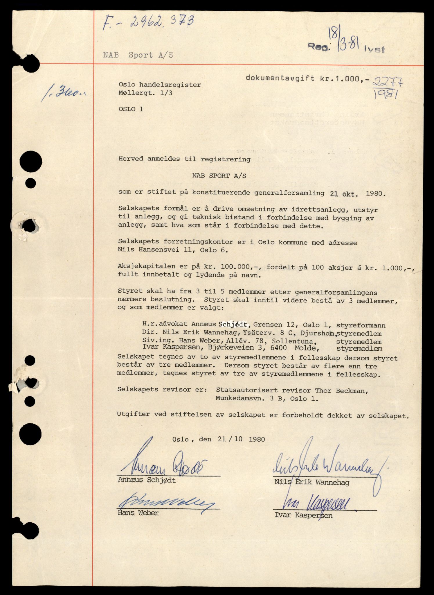 Oslo byfogd, Handelsregisteret, AV/SAT-A-10867/G/Gb/Gbb/L0046: Registreringsmeldinger, N-P, 1981, s. 1