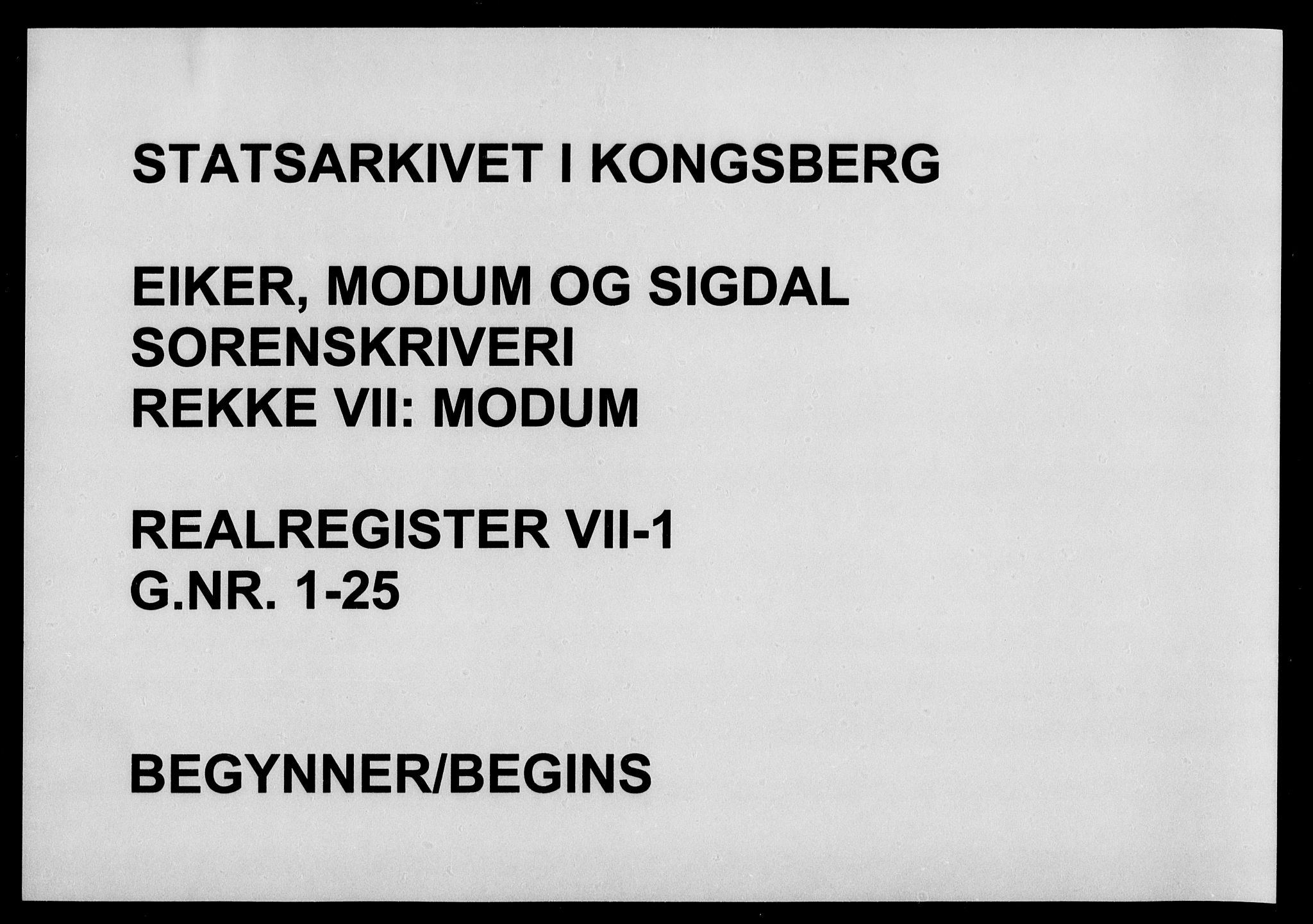 Eiker, Modum og Sigdal sorenskriveri, SAKO/A-123/G/Gb/Gbg/L0001: Panteregister nr. VII 1