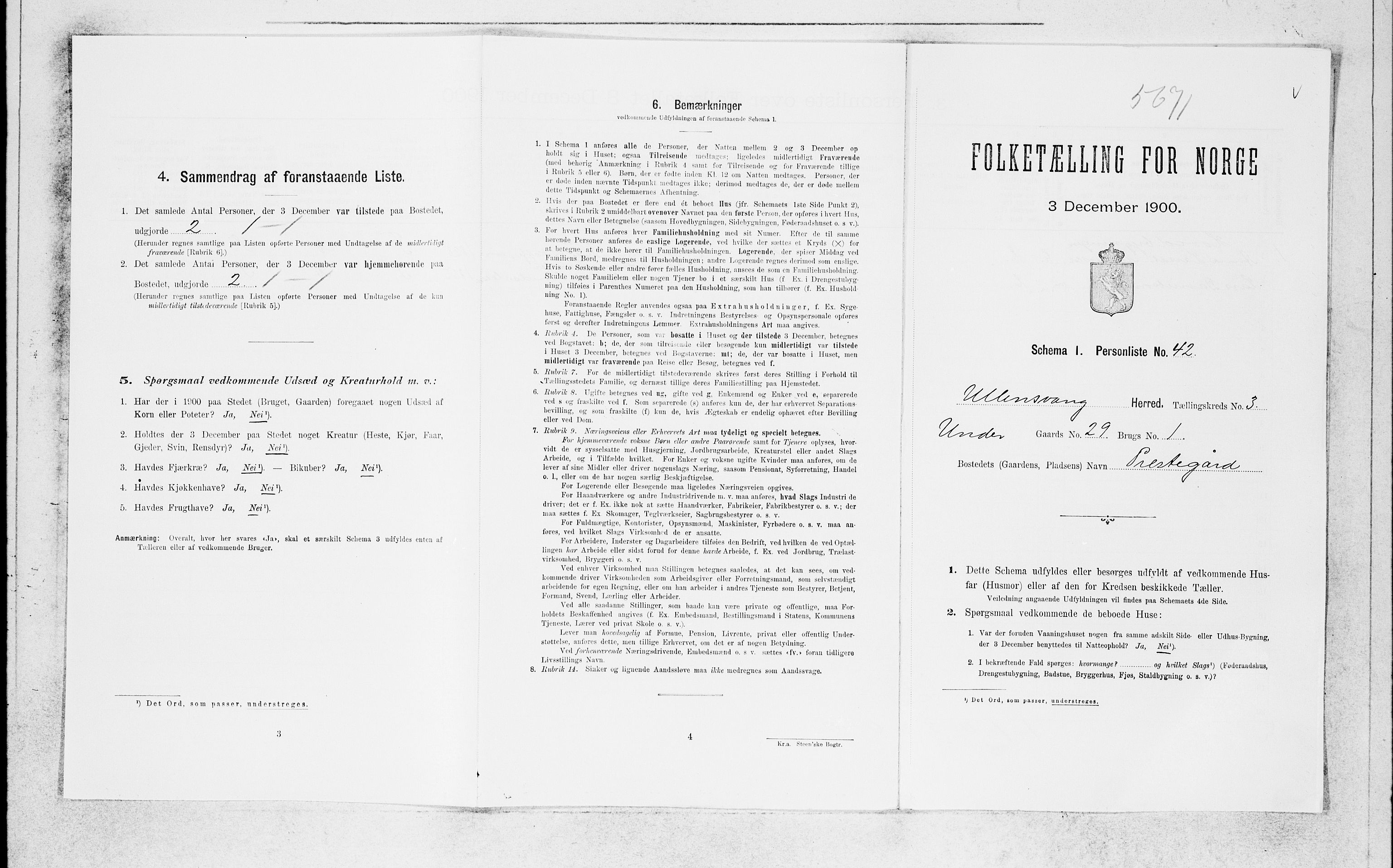 SAB, Folketelling 1900 for 1230 Ullensvang herred, 1900, s. 421
