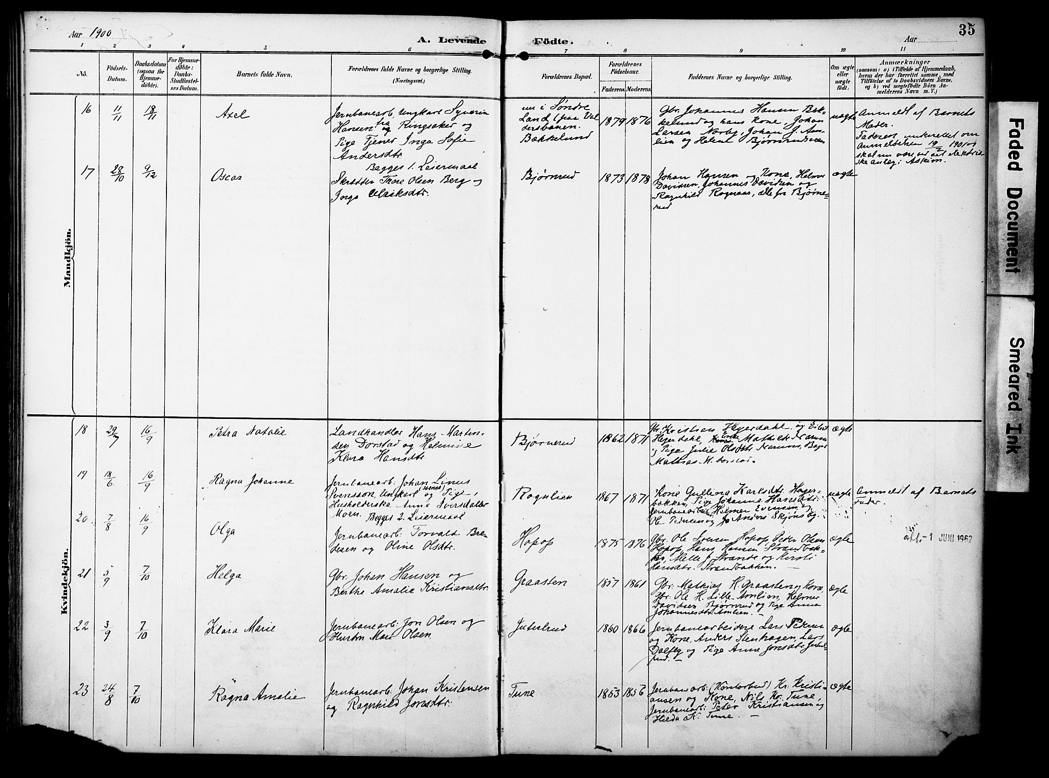 Vestre Toten prestekontor, AV/SAH-PREST-108/H/Ha/Haa/L0012: Ministerialbok nr. 12, 1890-1906, s. 35