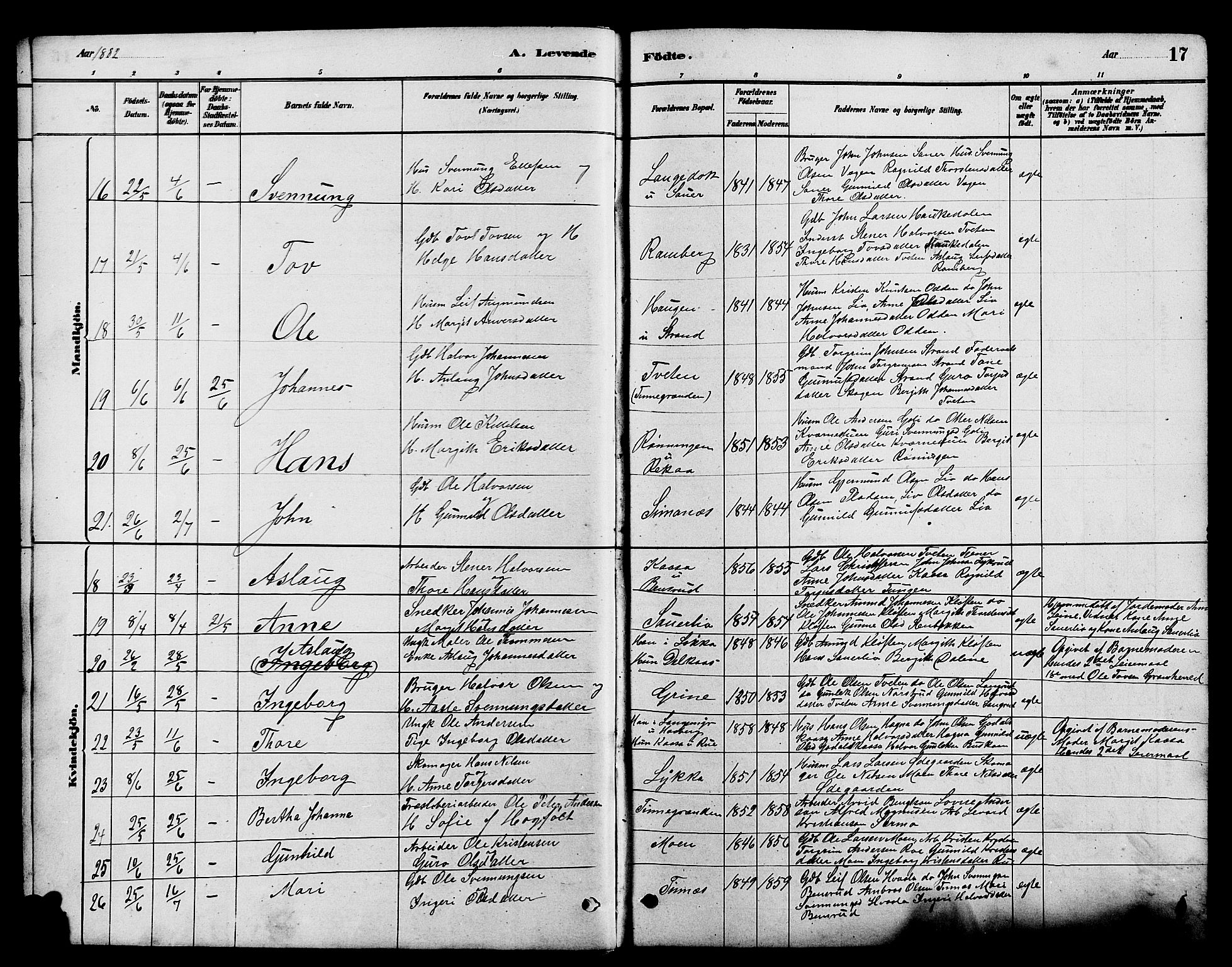 Heddal kirkebøker, AV/SAKO-A-268/G/Ga/L0002: Klokkerbok nr. I 2, 1879-1908, s. 17