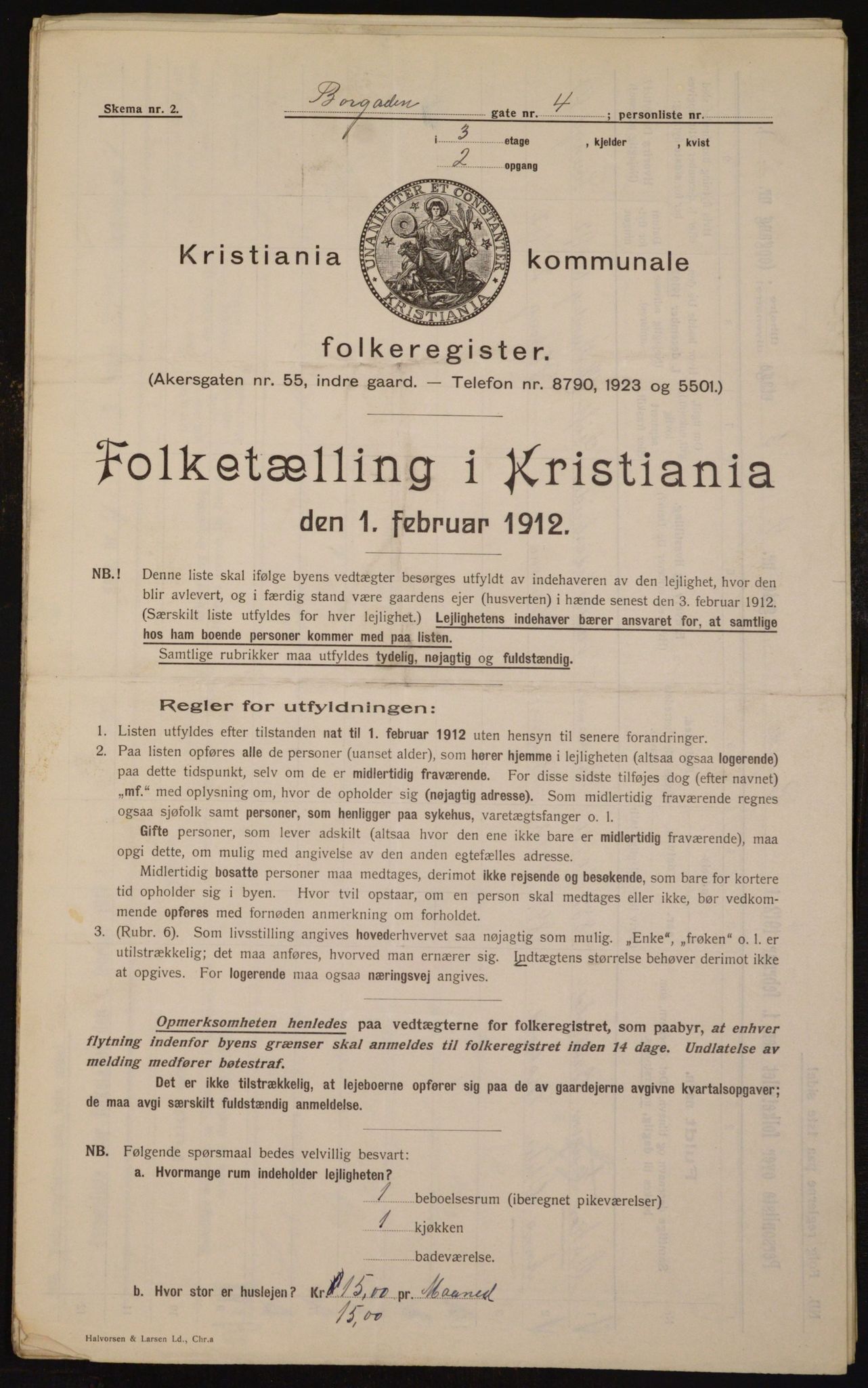 OBA, Kommunal folketelling 1.2.1912 for Kristiania, 1912, s. 7581