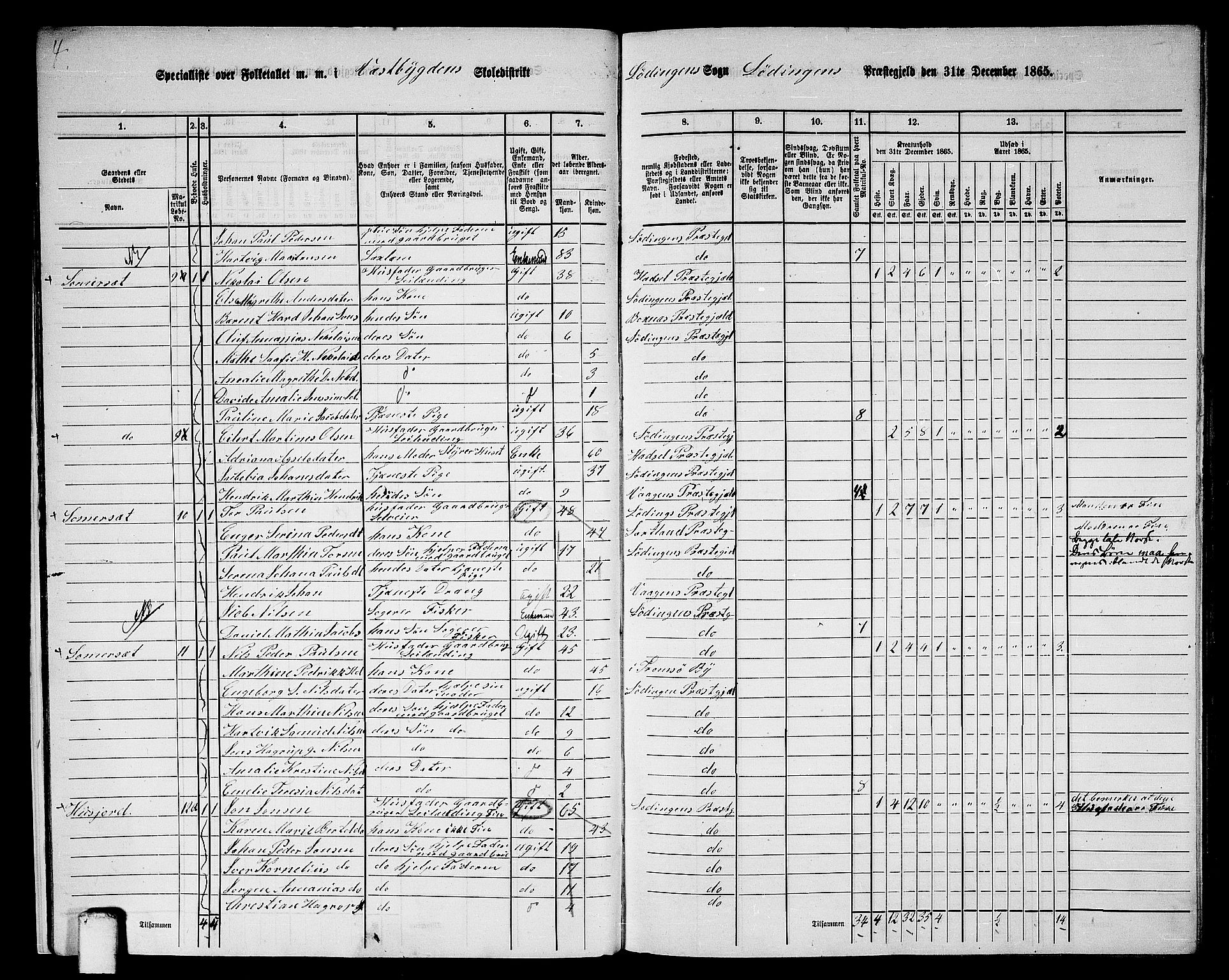 RA, Folketelling 1865 for 1851P Lødingen prestegjeld, 1865, s. 17