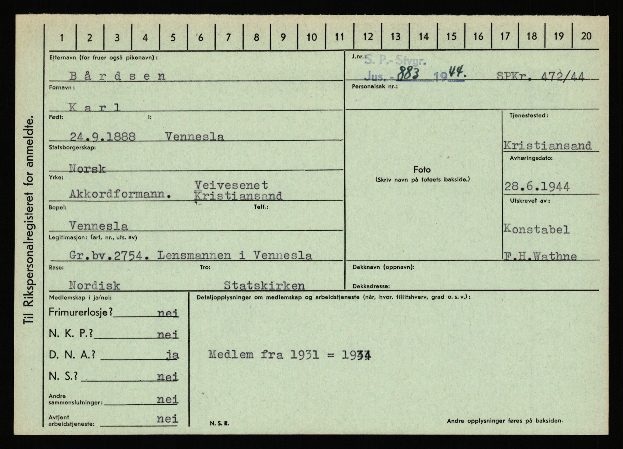 Statspolitiet - Hovedkontoret / Osloavdelingen, AV/RA-S-1329/C/Ca/L0002: Arneberg - Brand, 1943-1945, s. 863