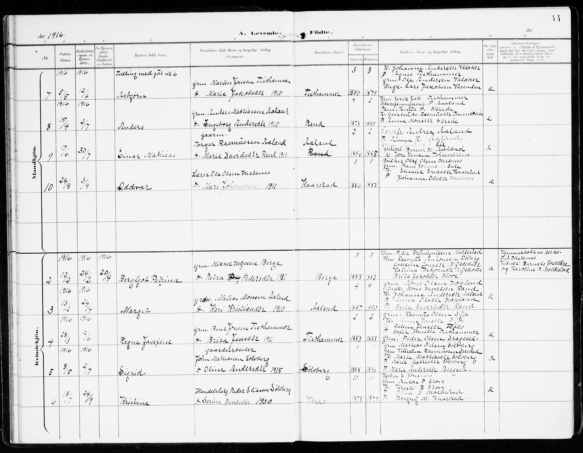 Innvik sokneprestembete, AV/SAB-A-80501: Ministerialbok nr. D 2, 1900-1921, s. 44