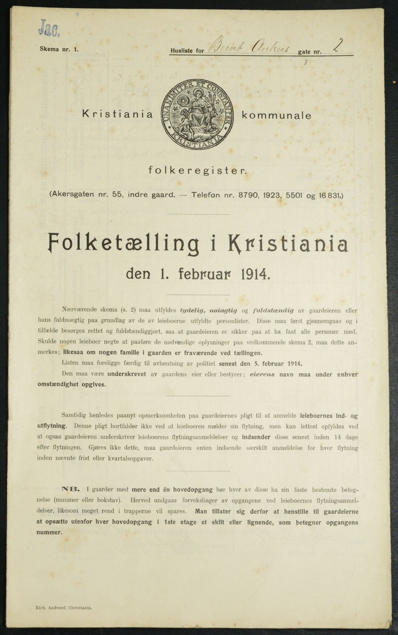 OBA, Kommunal folketelling 1.2.1914 for Kristiania, 1914, s. 4563