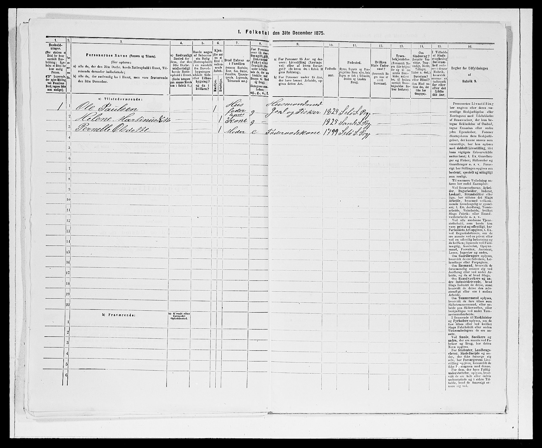 SAB, Folketelling 1875 for 1441P Selje prestegjeld, 1875, s. 1371