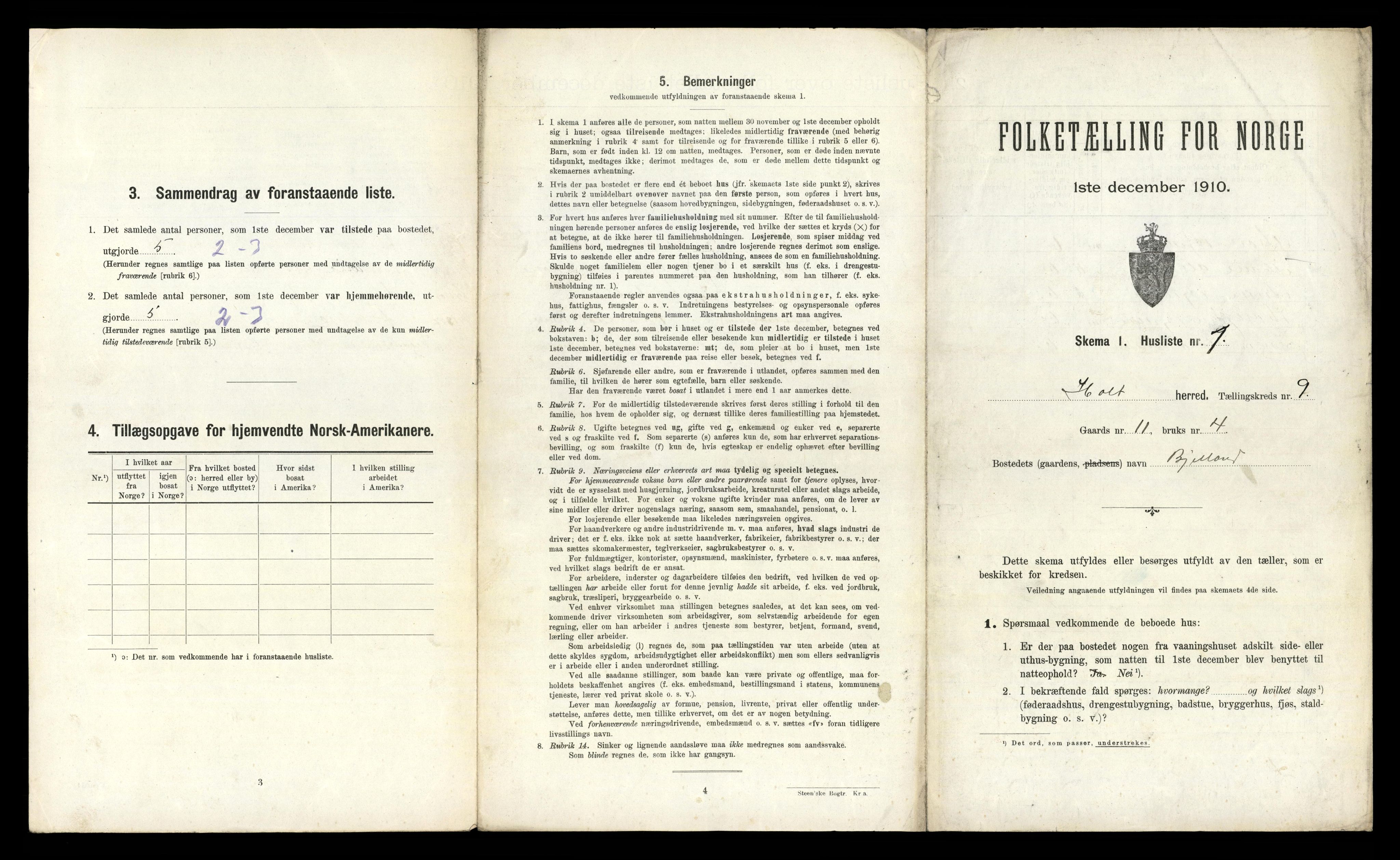 RA, Folketelling 1910 for 0914 Holt herred, 1910, s. 964