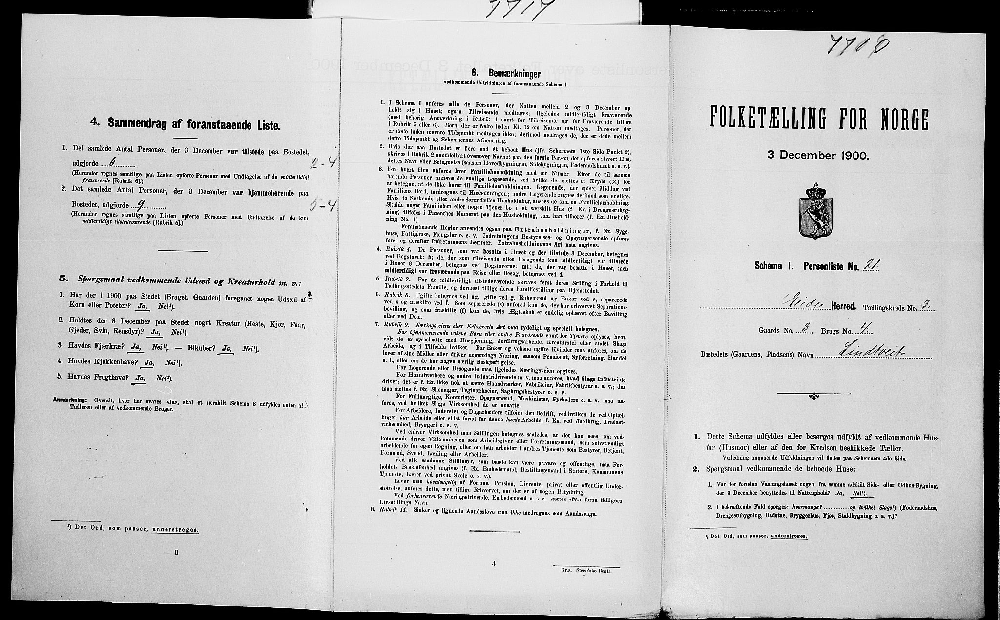 SAK, Folketelling 1900 for 0925 Eide herred, 1900, s. 243