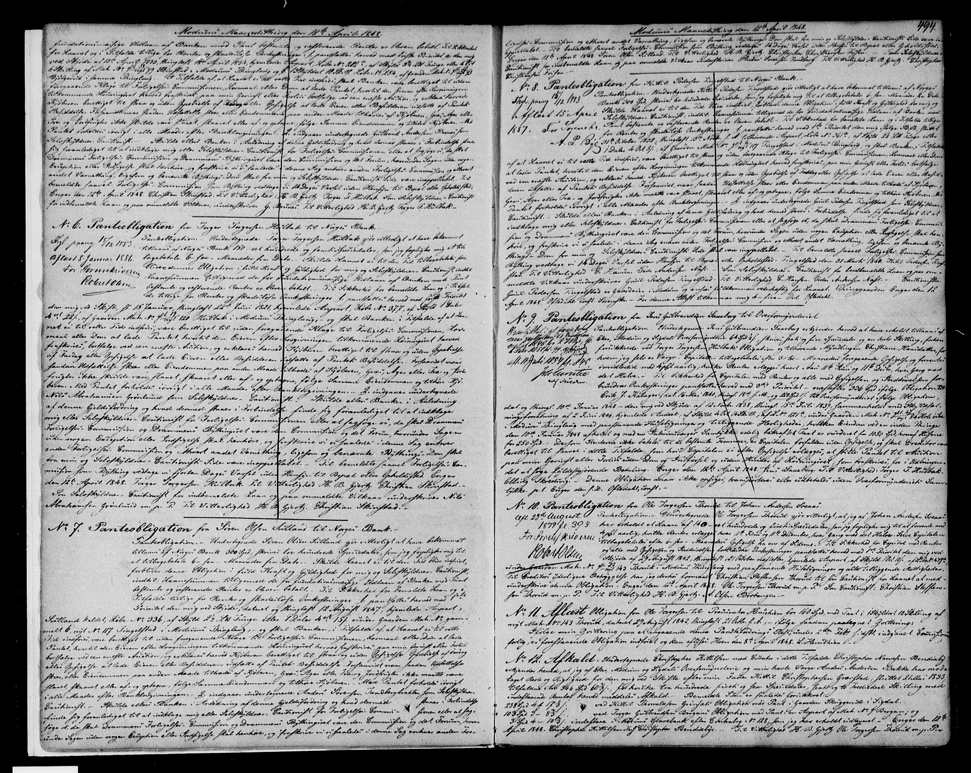 Eiker, Modum og Sigdal sorenskriveri, SAKO/A-123/G/Ga/Gaa/L0012b: Pantebok nr. I 12b, 1848-1850, s. 494