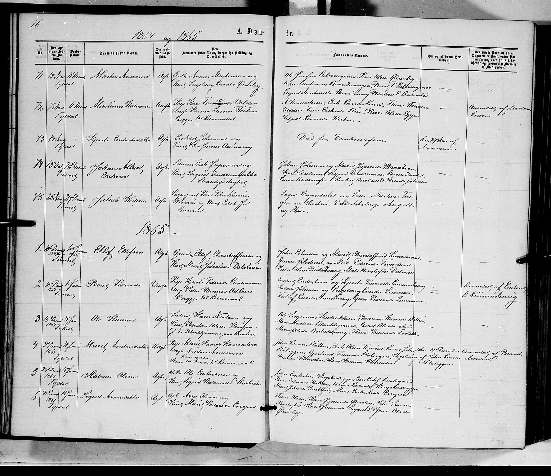 Tynset prestekontor, AV/SAH-PREST-058/H/Ha/Haa/L0021: Ministerialbok nr. 21, 1863-1879, s. 16