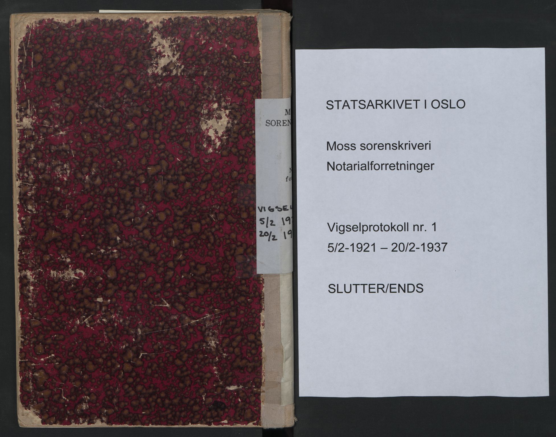 Moss sorenskriveri, SAO/A-10168, 1921-1937
