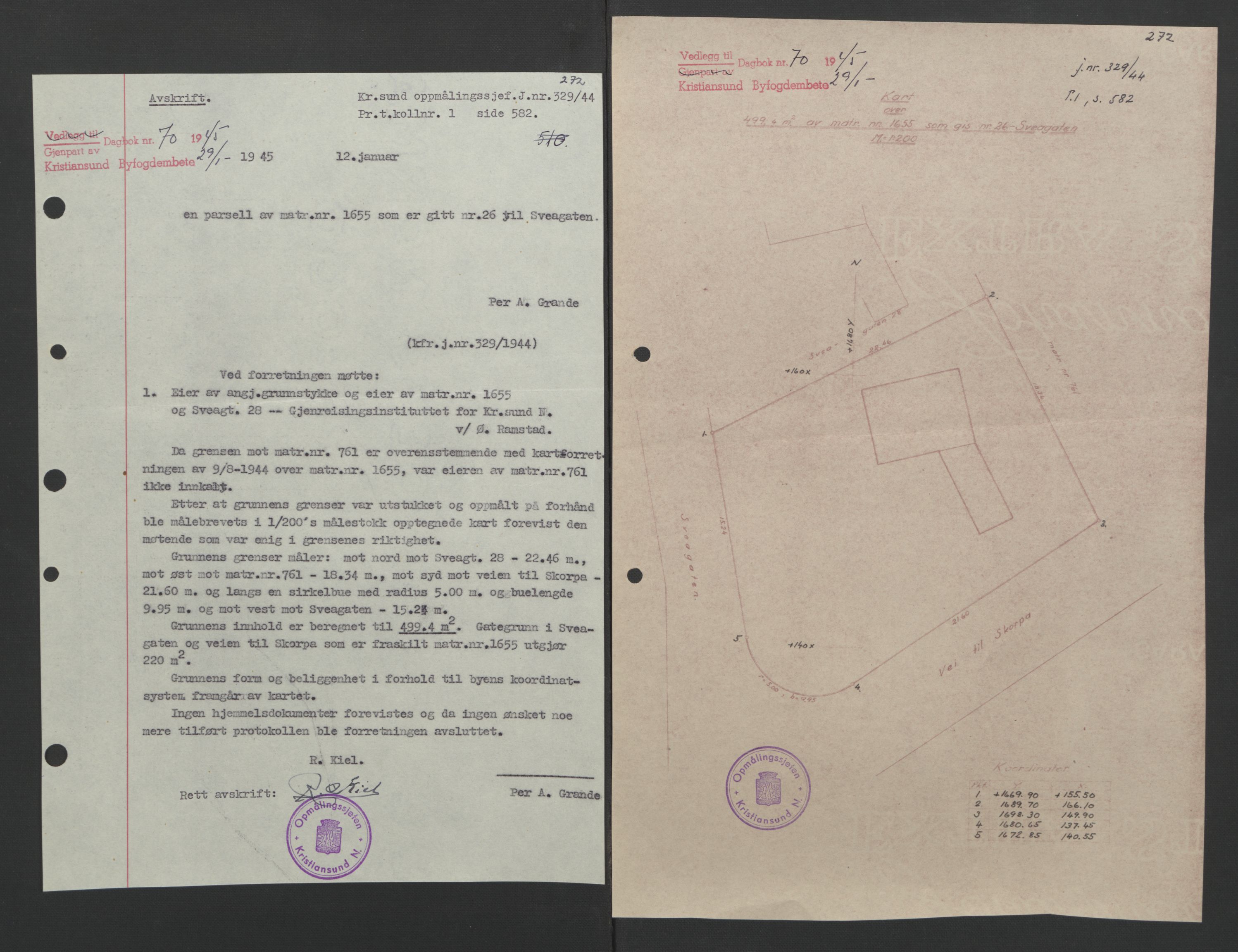Kristiansund byfogd, AV/SAT-A-4587/A/27: Pantebok nr. 37, 1942-1945, Dagboknr: 70/1945